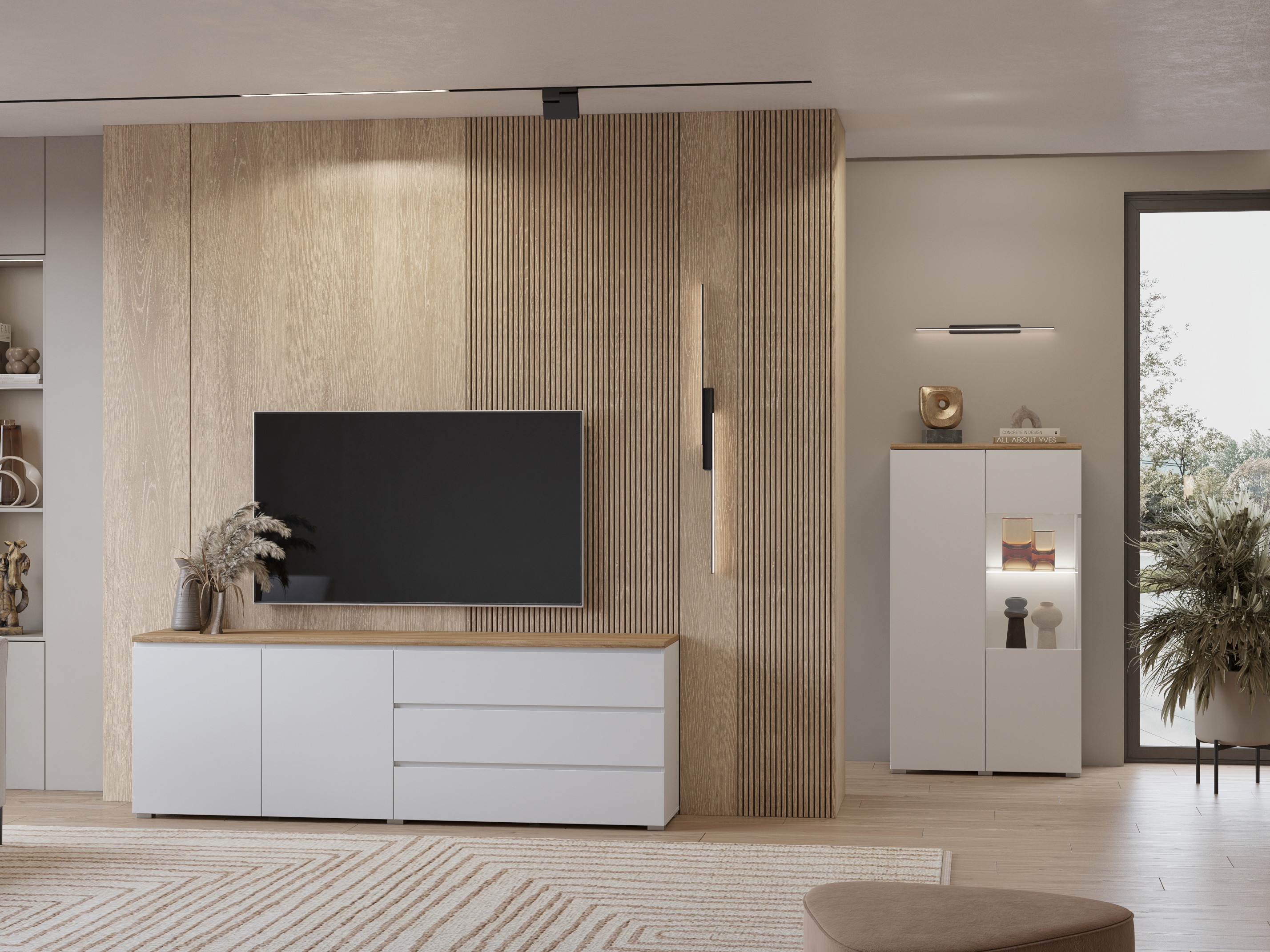 Cómoda Baletu 107 (Blanco + Roble)