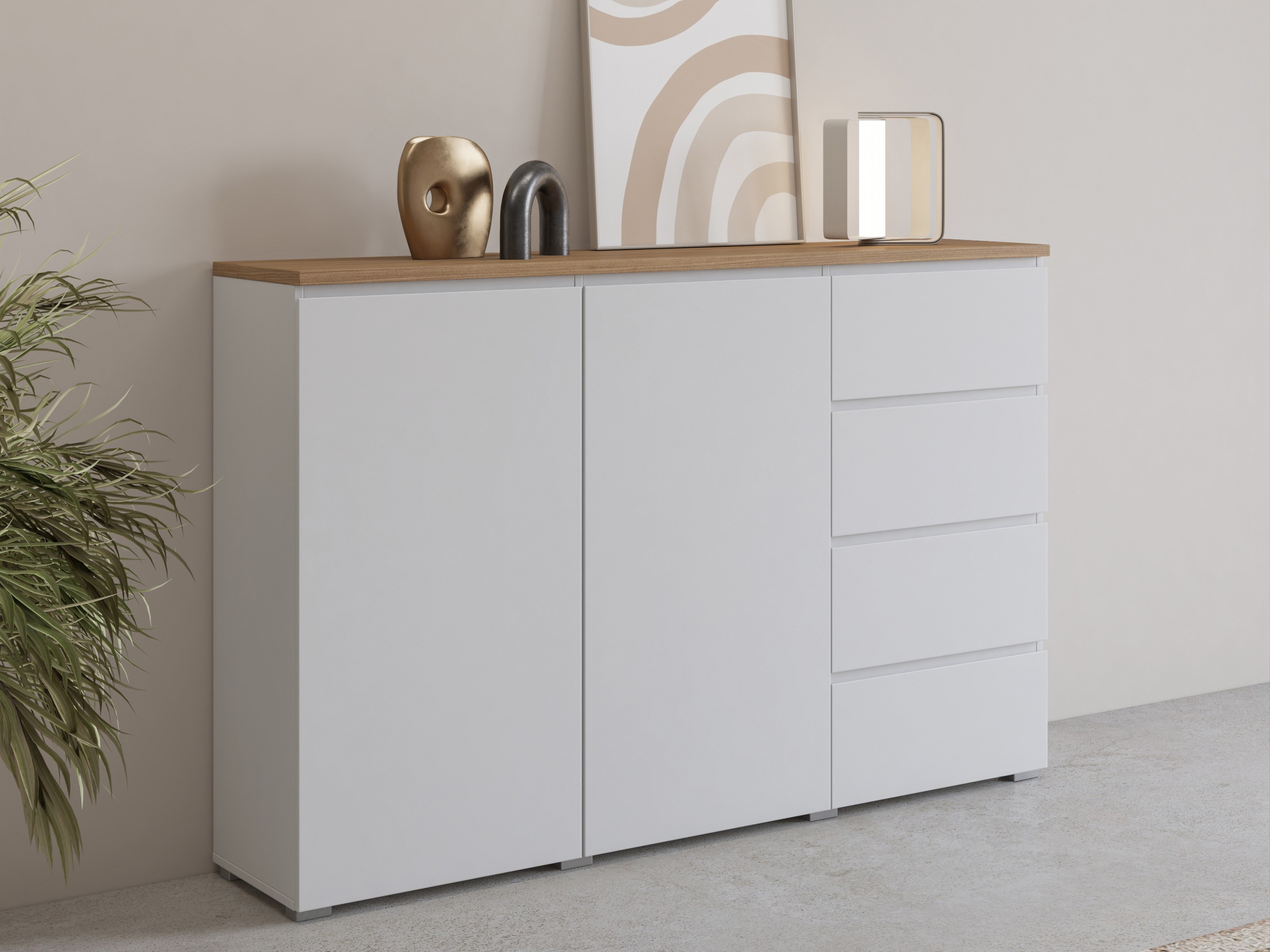 Cómoda Baletu 109 (Blanco + Roble)