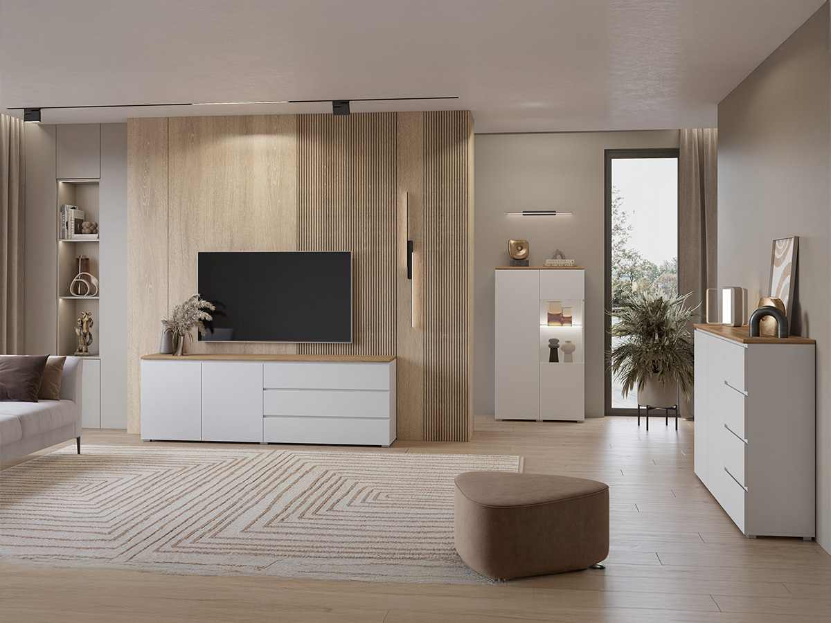 Cómoda Baletu 109 (Blanco + Roble)