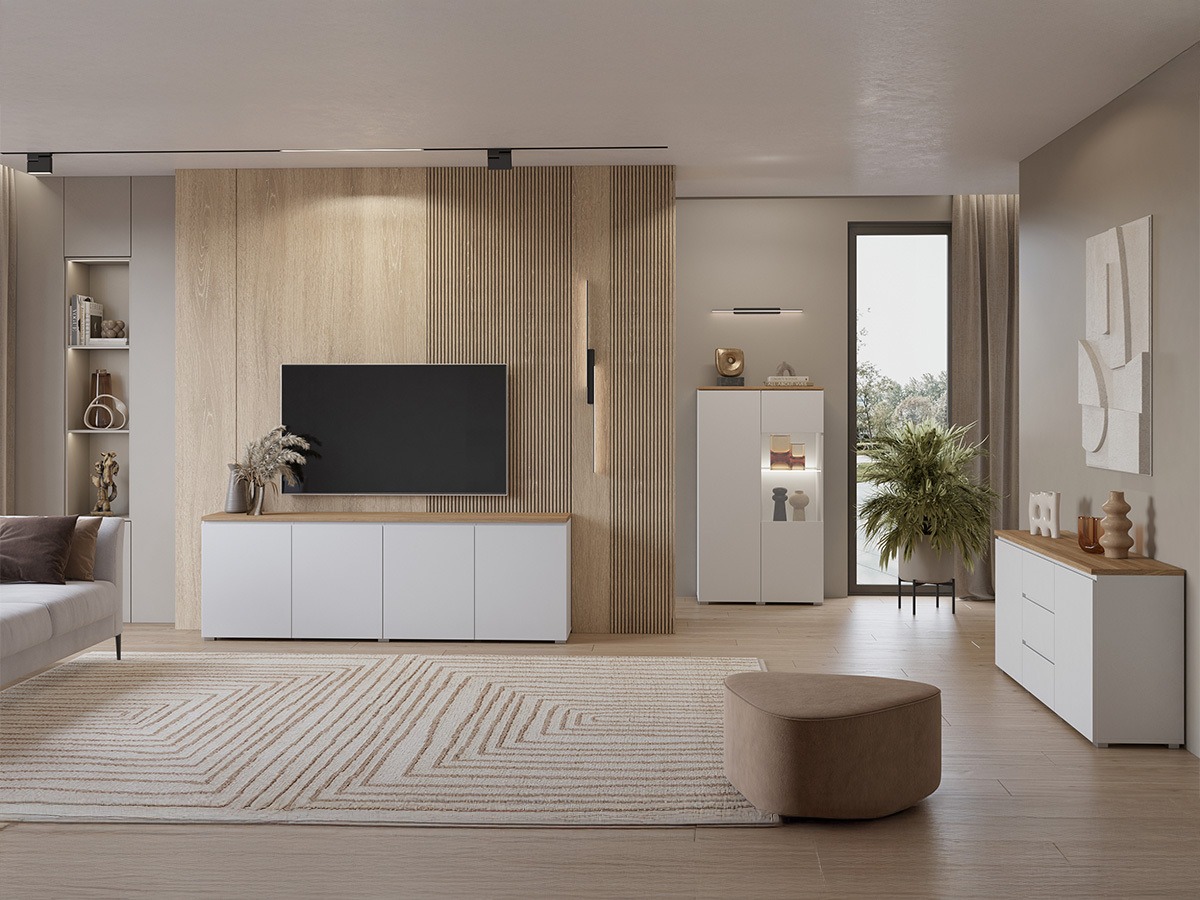 Estantería Baletu 108 (Blanco + Roble)