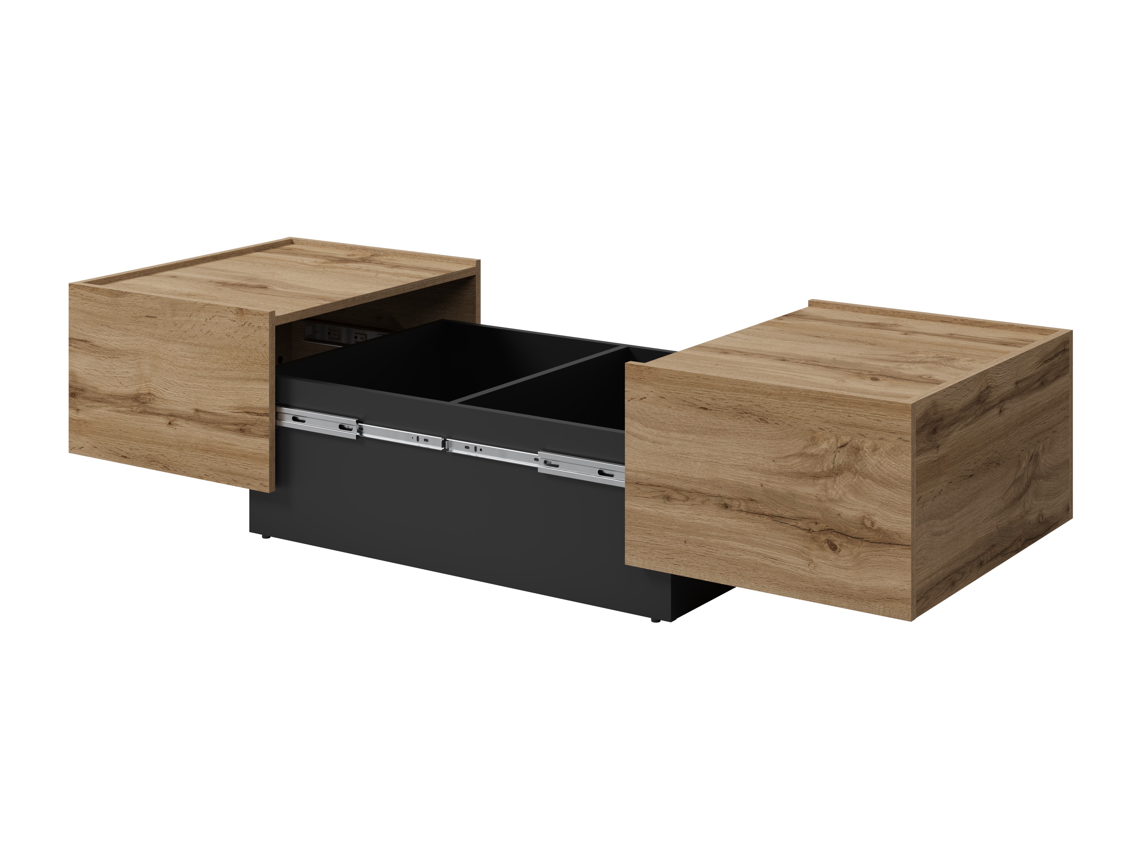 Mesa de centro convertible Austin 380 (Roble wotan + Negro)