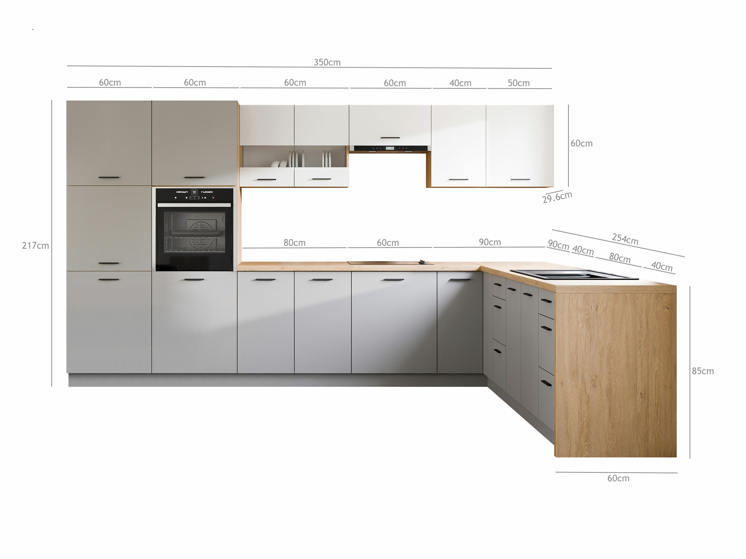 Conjunto de cocina modular Ati White Grey 118
