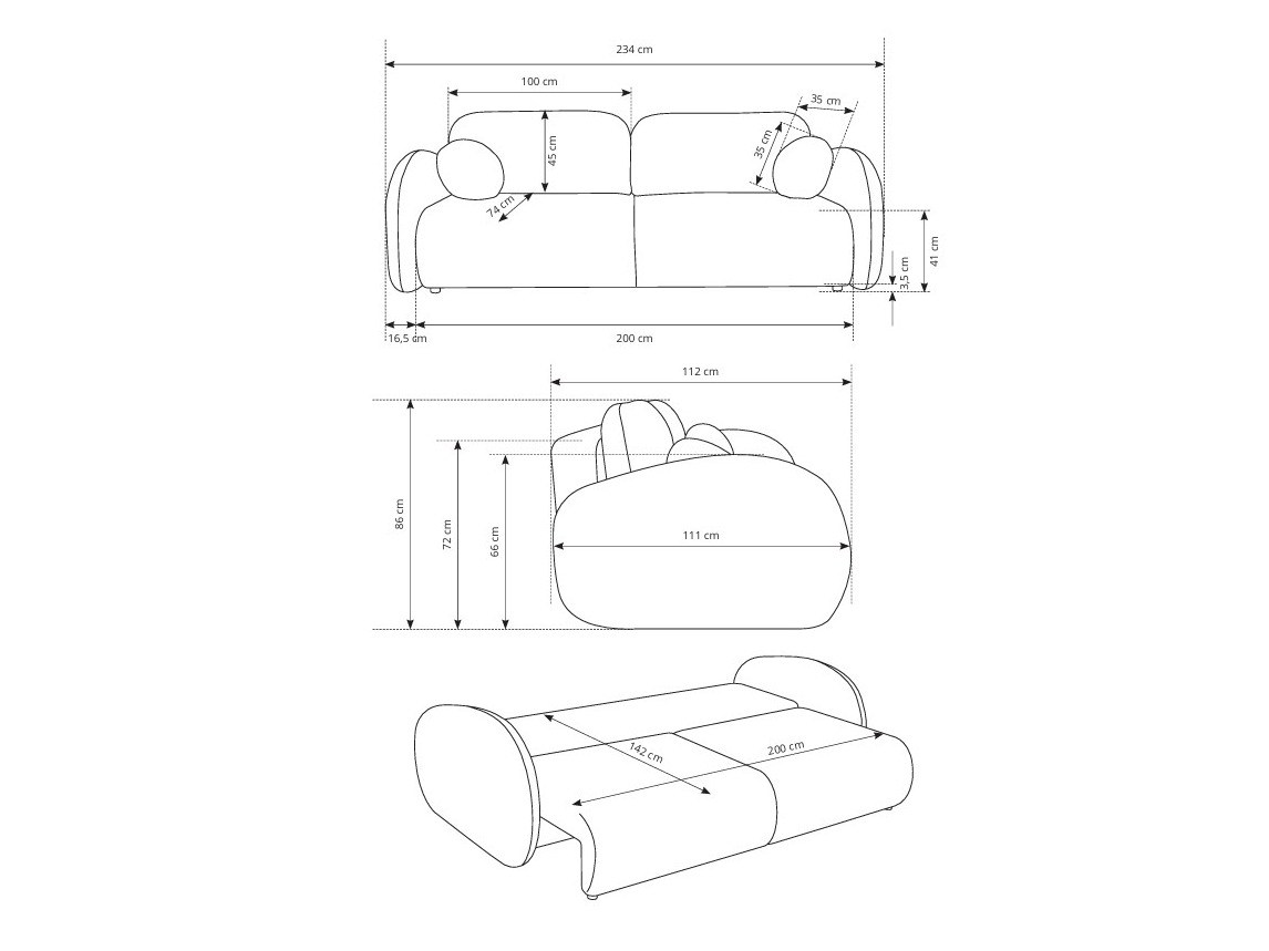 Sofá-cama Kingston 196 (Cremona 70)