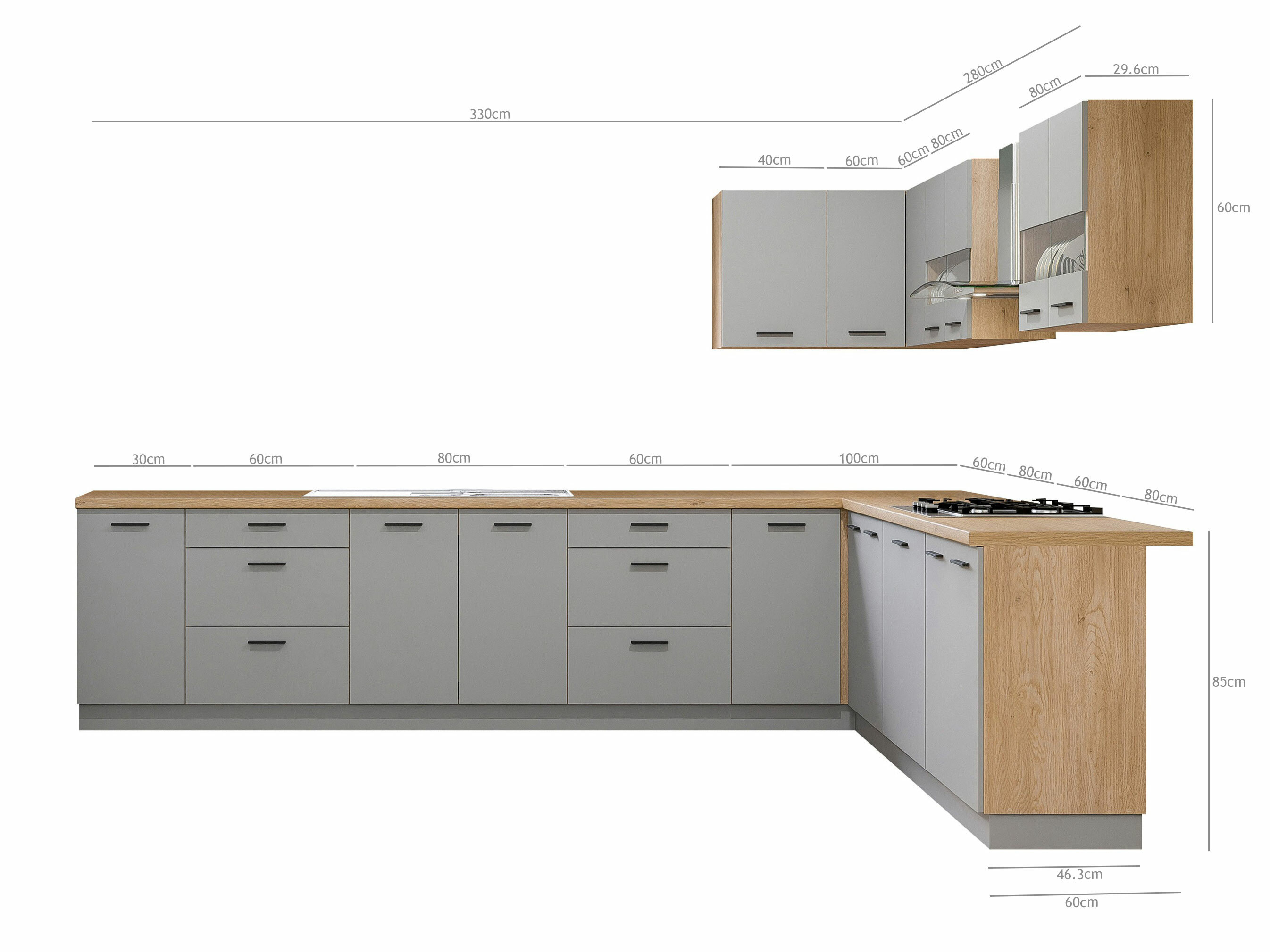 Conjunto de cocina modular Ati Grey 133