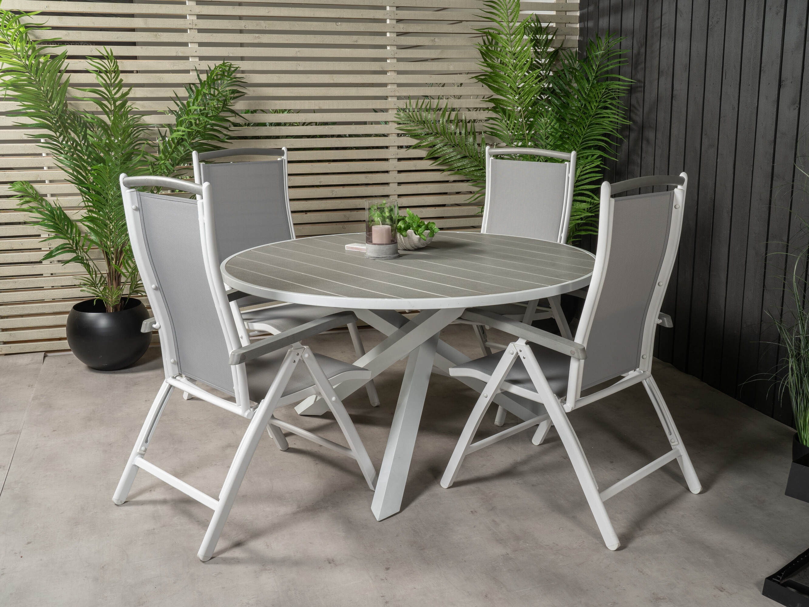 Conjunto de mesa y sillas Dallas 2347 (Gris + Blanco)