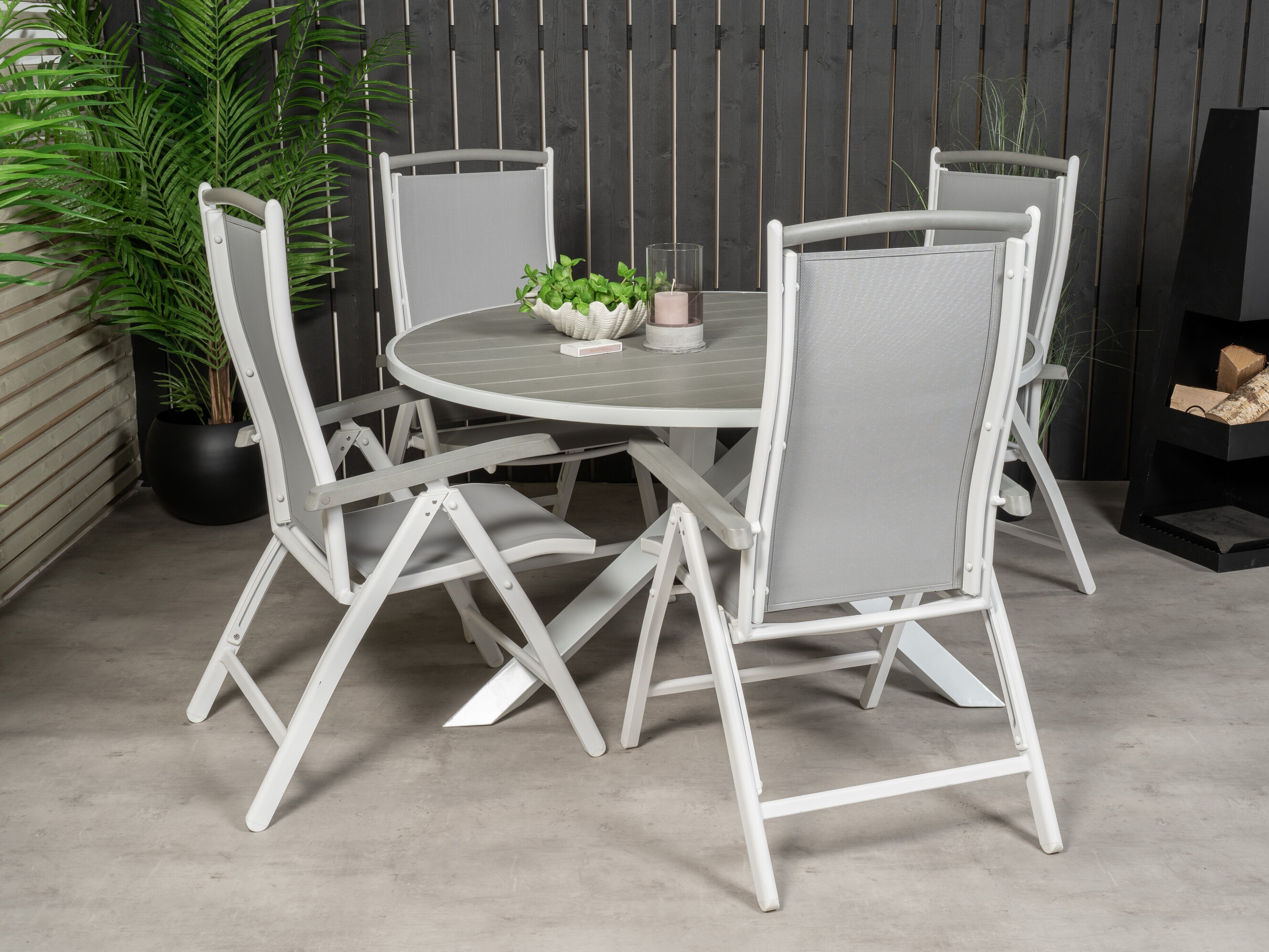 Conjunto de mesa y sillas Dallas 2347 (Gris + Blanco)