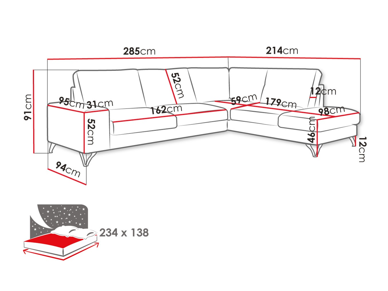 Sofá rinconero ComfiDream Lyrana II (Verita 03)