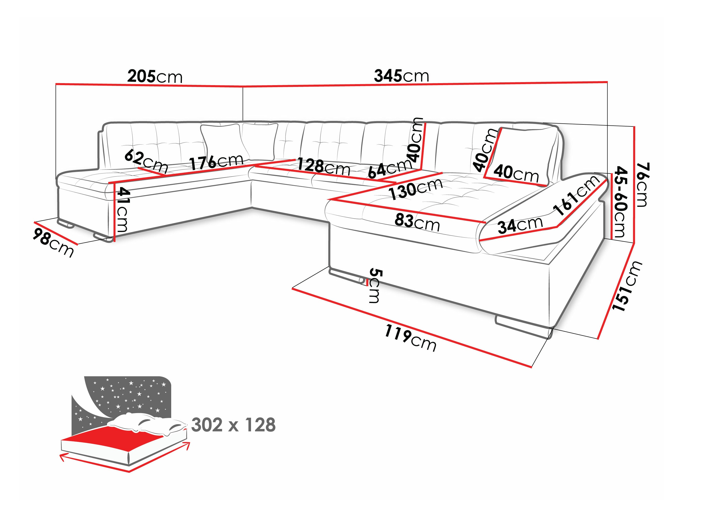 Sofá rinconero Comfivo Tilia (Manila 16 + Manila 18)