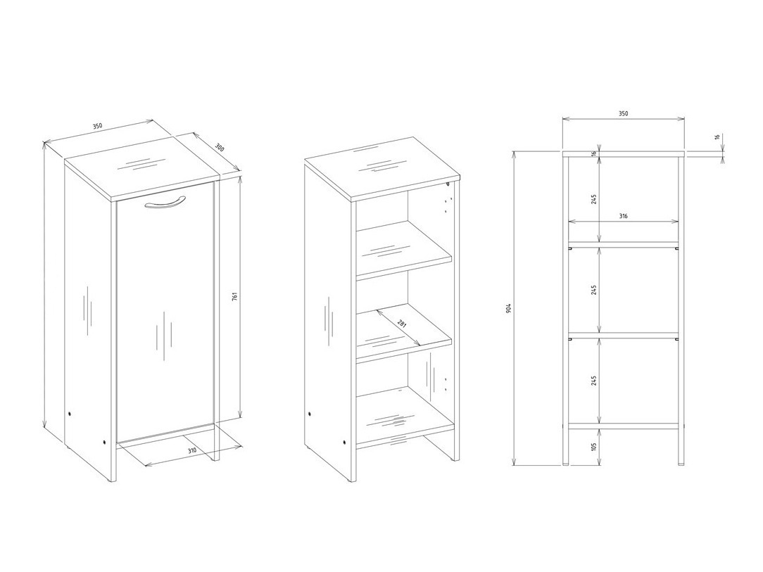 Armario de pie para baño Servou 100