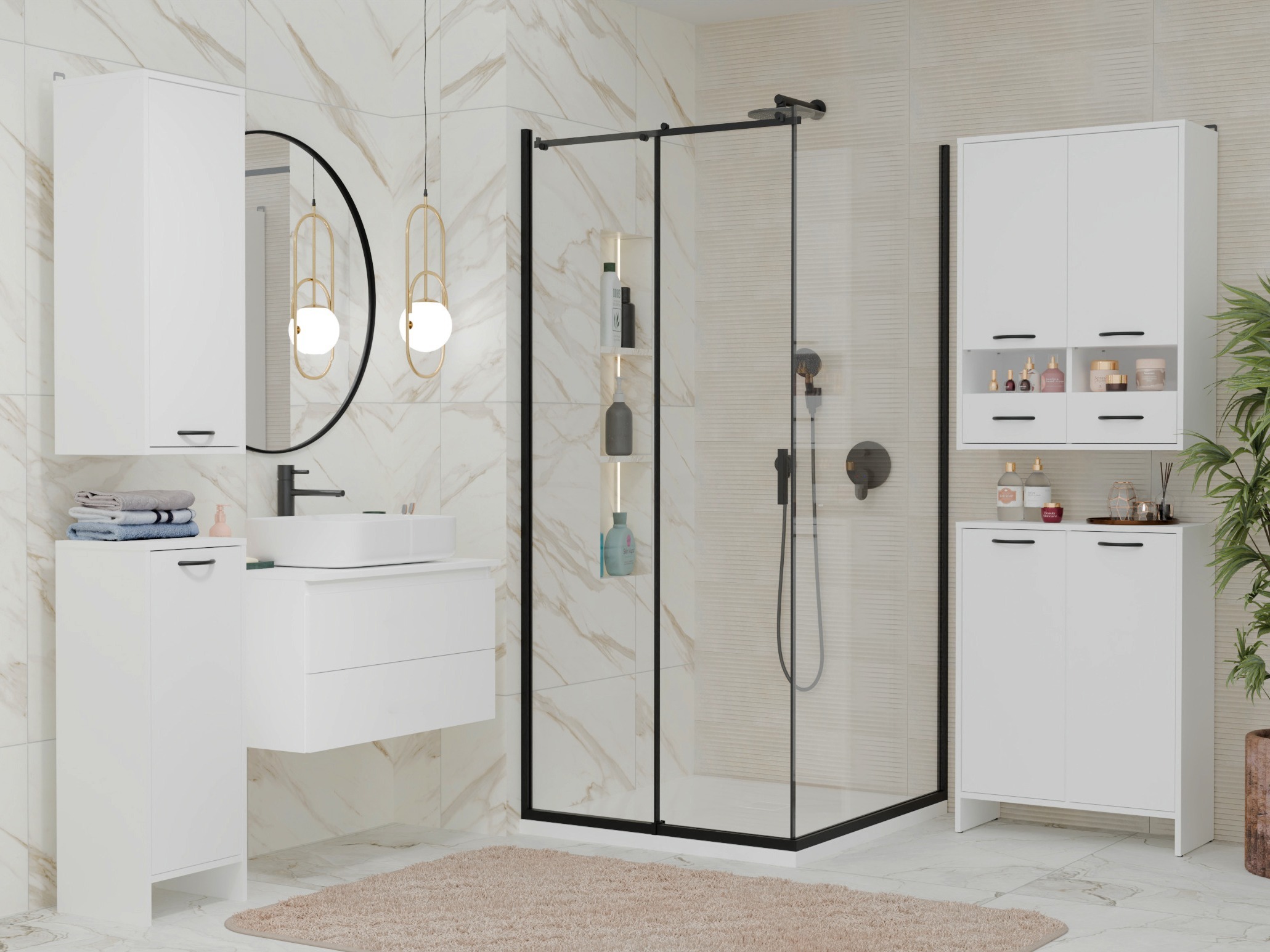 Armario de pie para baño Servou 111 (Blanco)