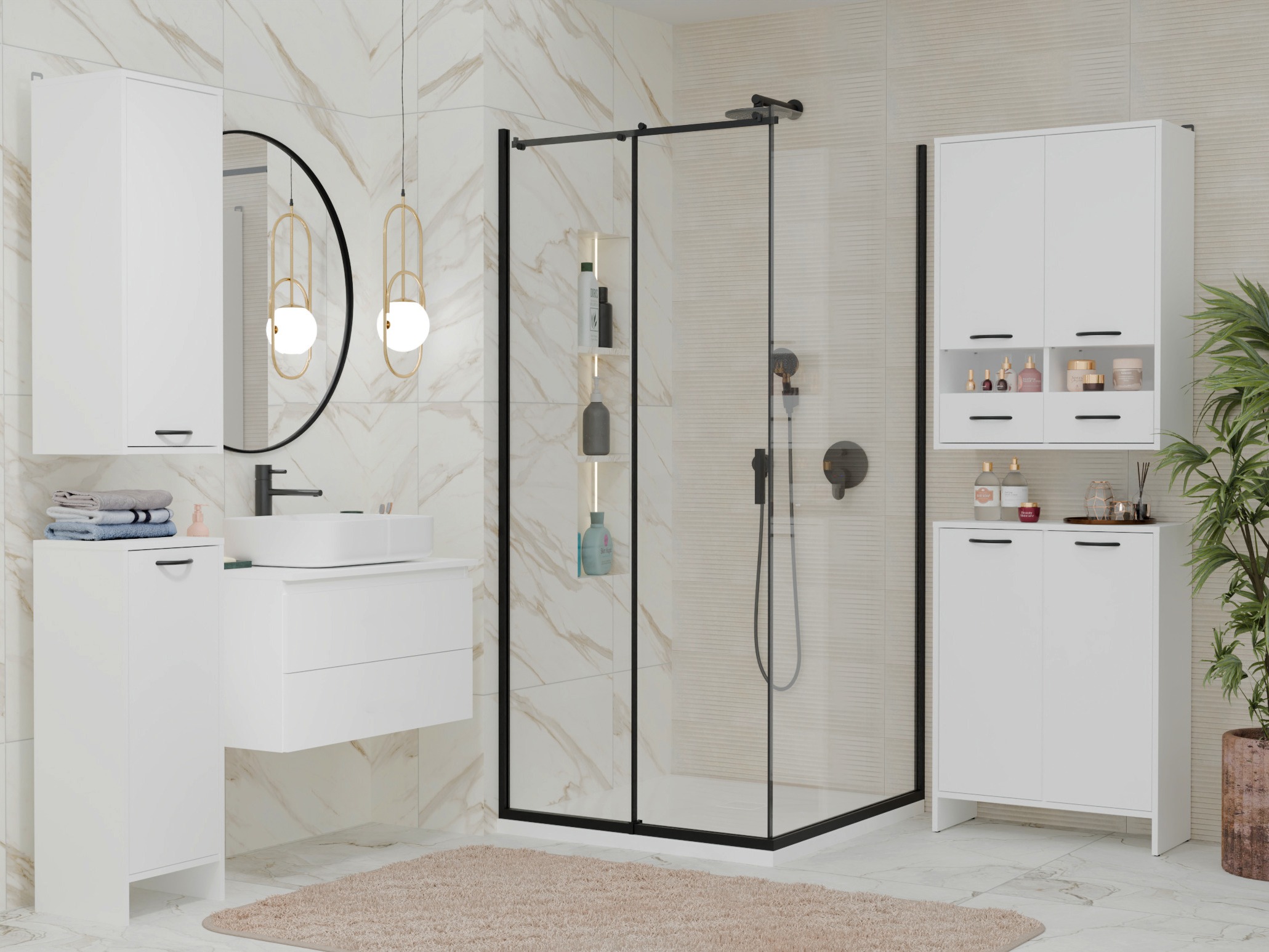 Armario de pie para baño Servou 112 (Blanco)