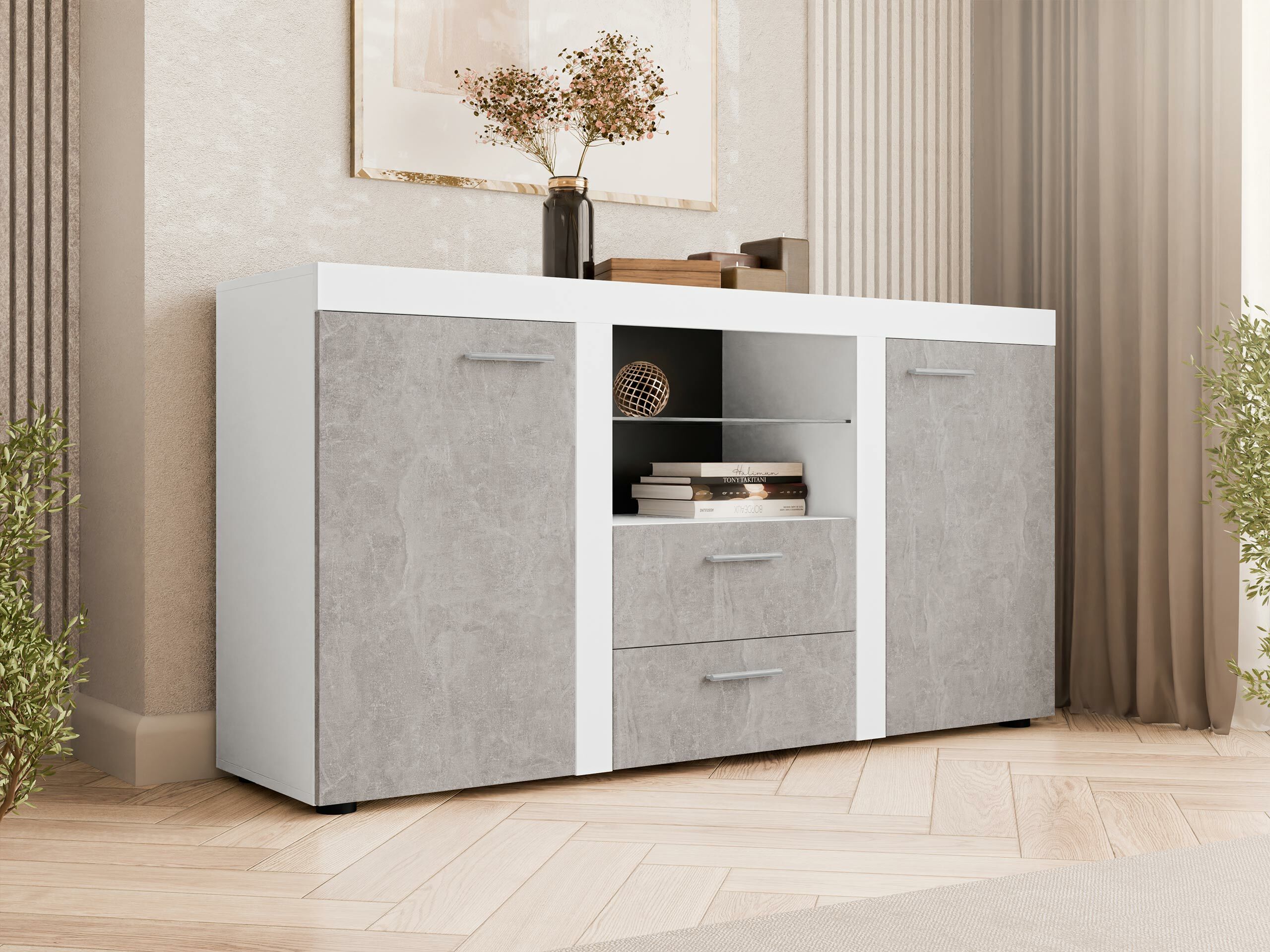 Cómoda Univio (Blanco + Hormigón)