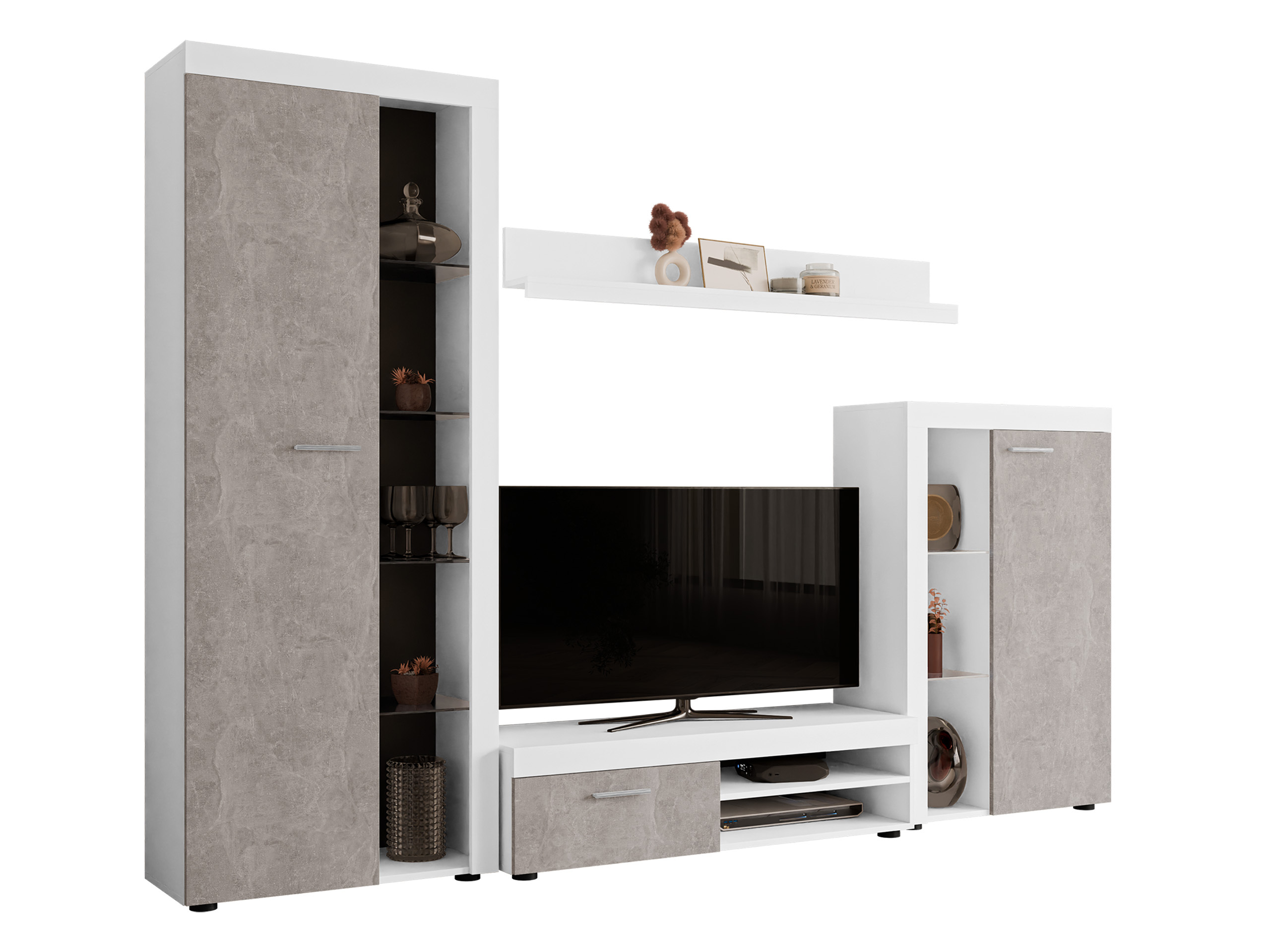 Conjunto de salón Tucson 103 (Blanco + Hormigón)