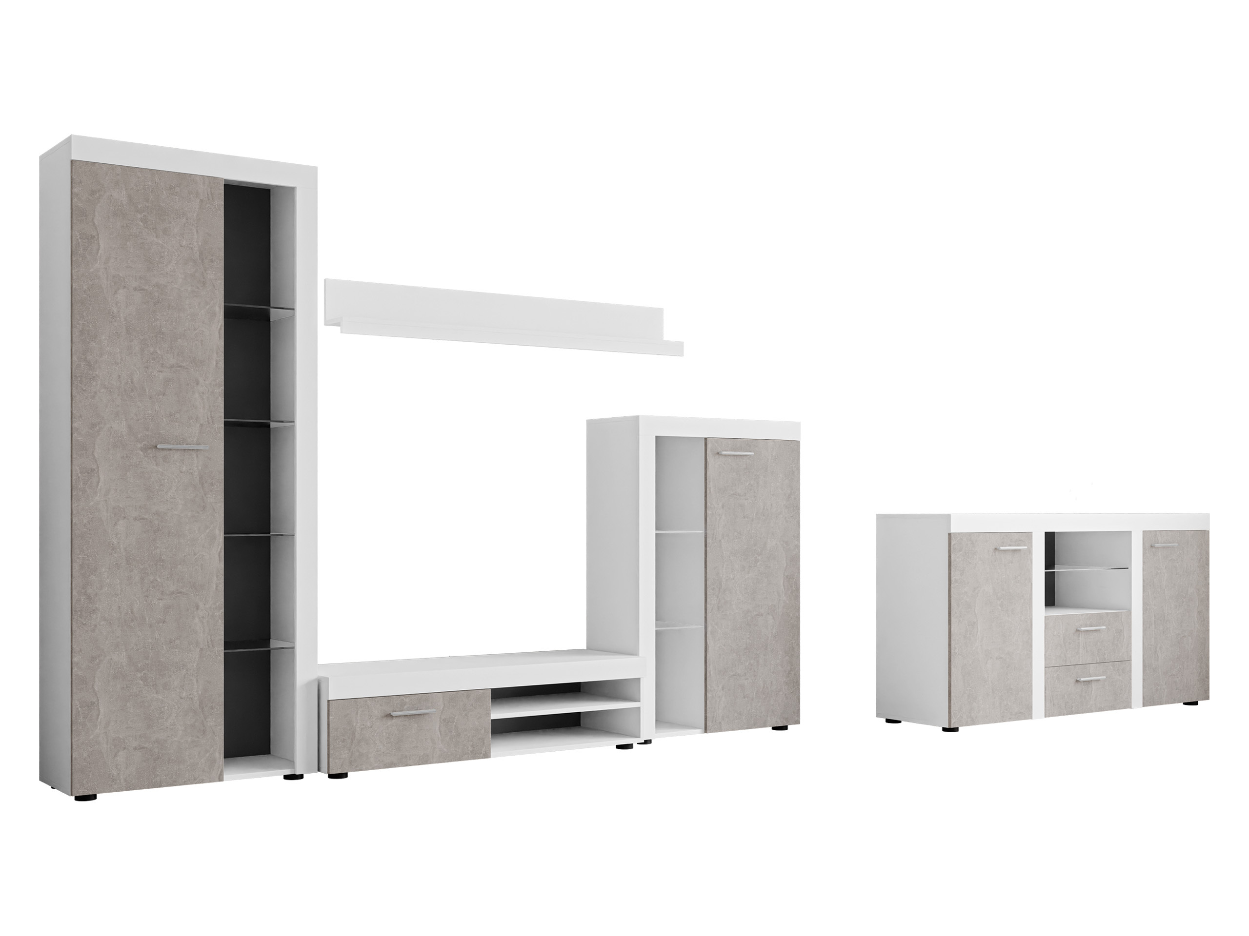 Conjunto de salón Tucson 106 (Blanco + Hormigón)