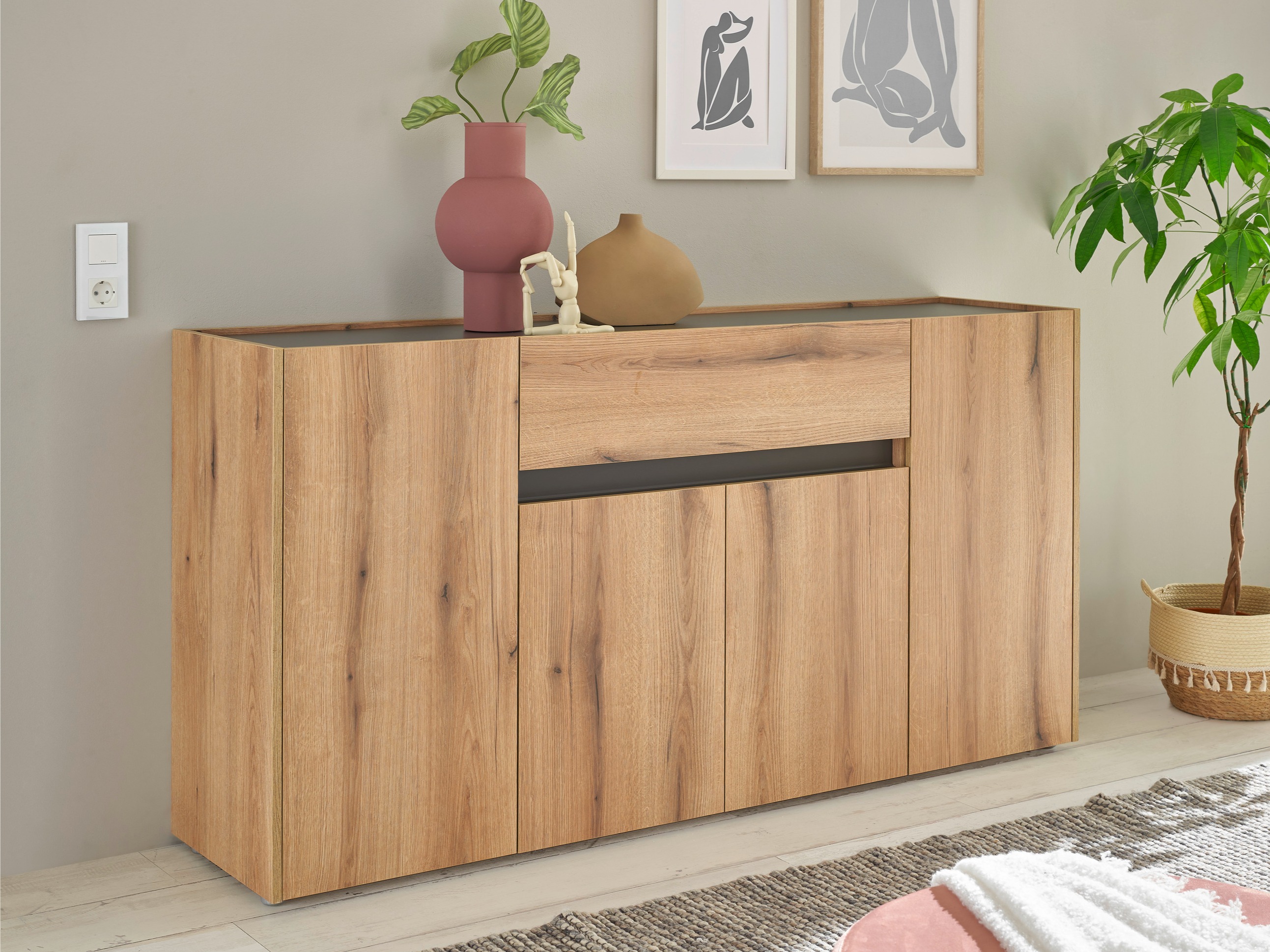 Cómoda Elbsori 117 (Roble + Antracita)