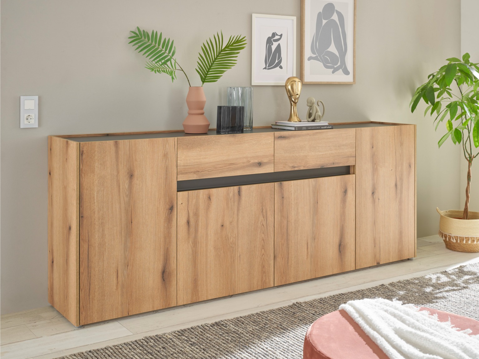 Cómoda Elbsori 118 (Roble + Antracita)