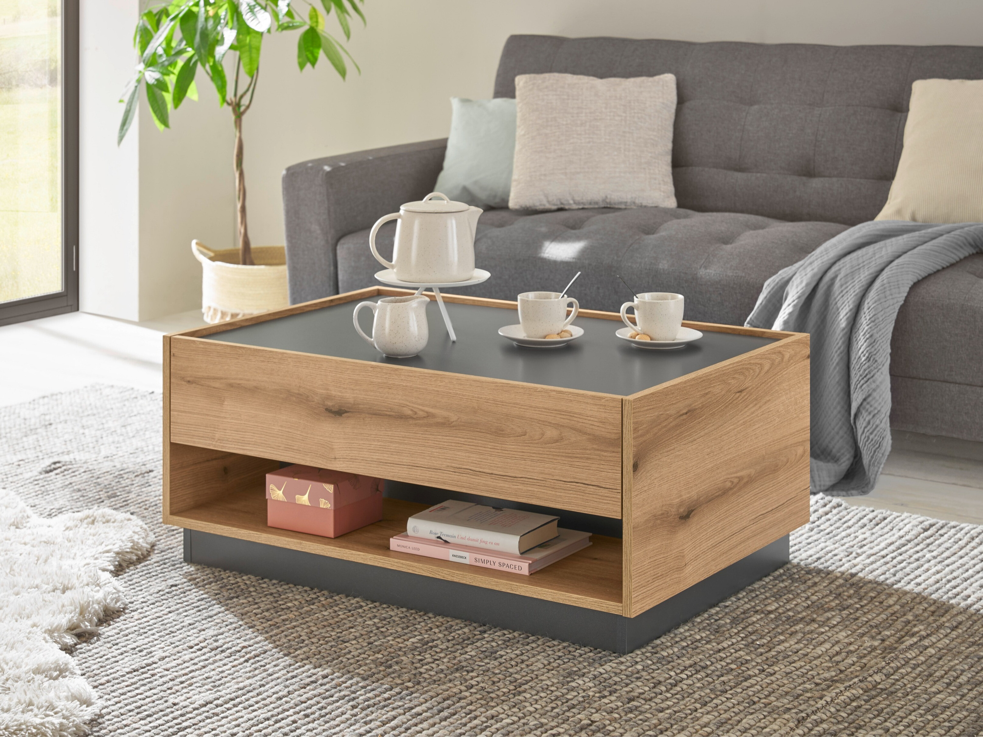 Mesa de centro Elbsori 123 (Roble + Antracita)