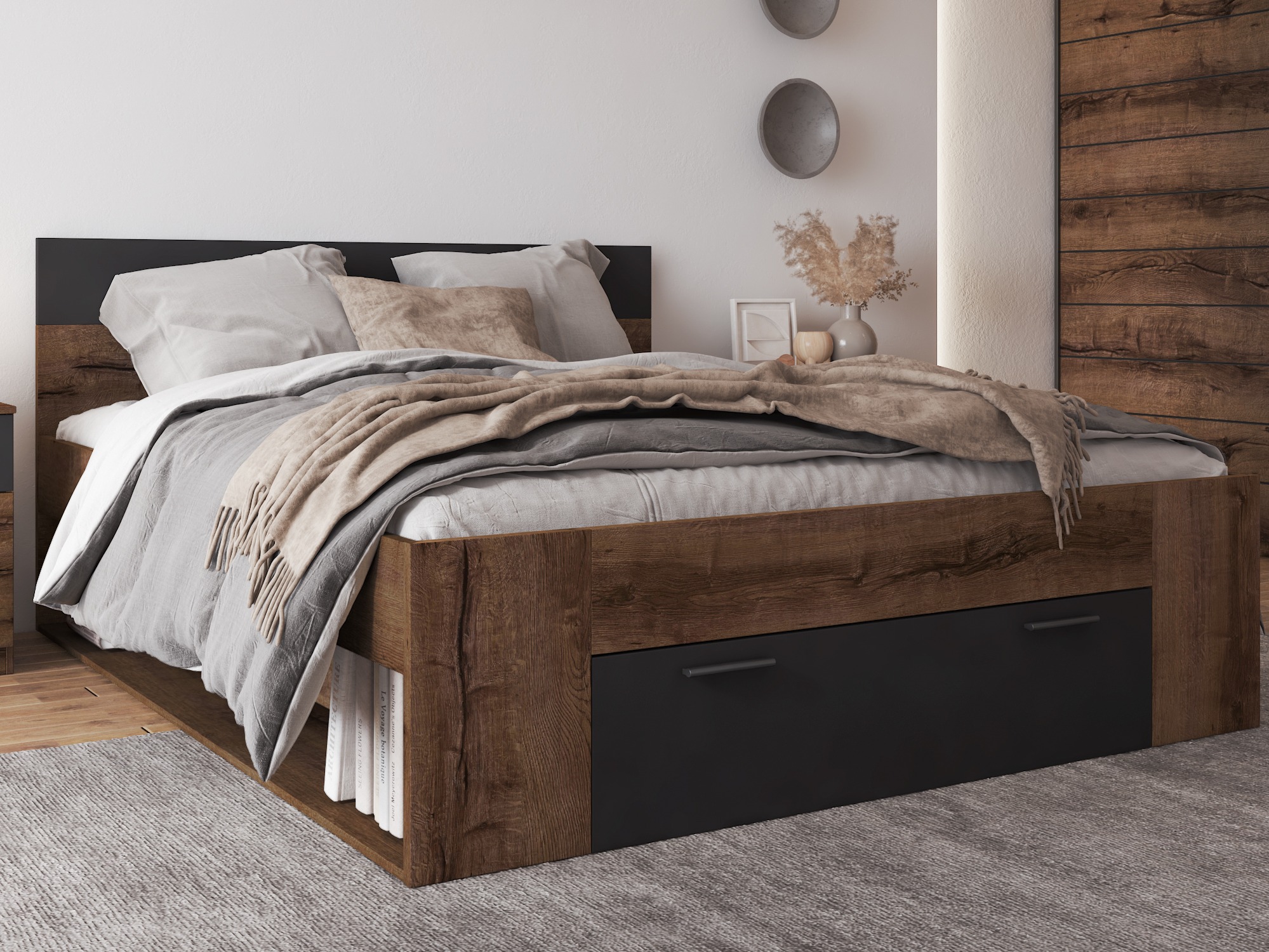 Cama Melvele 108 (Roble del Monastery + Negro)