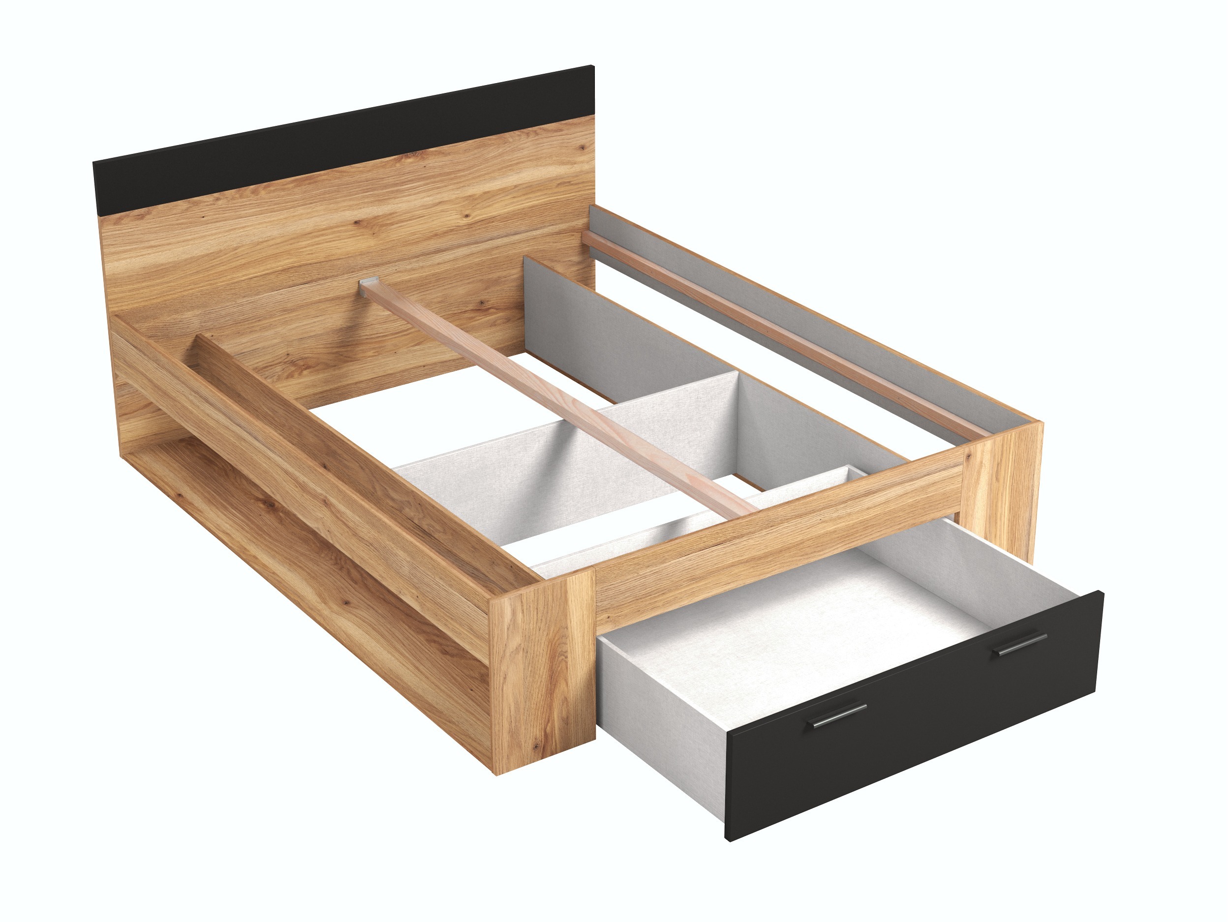 Cama Melvele 108 (Roble + Negro)