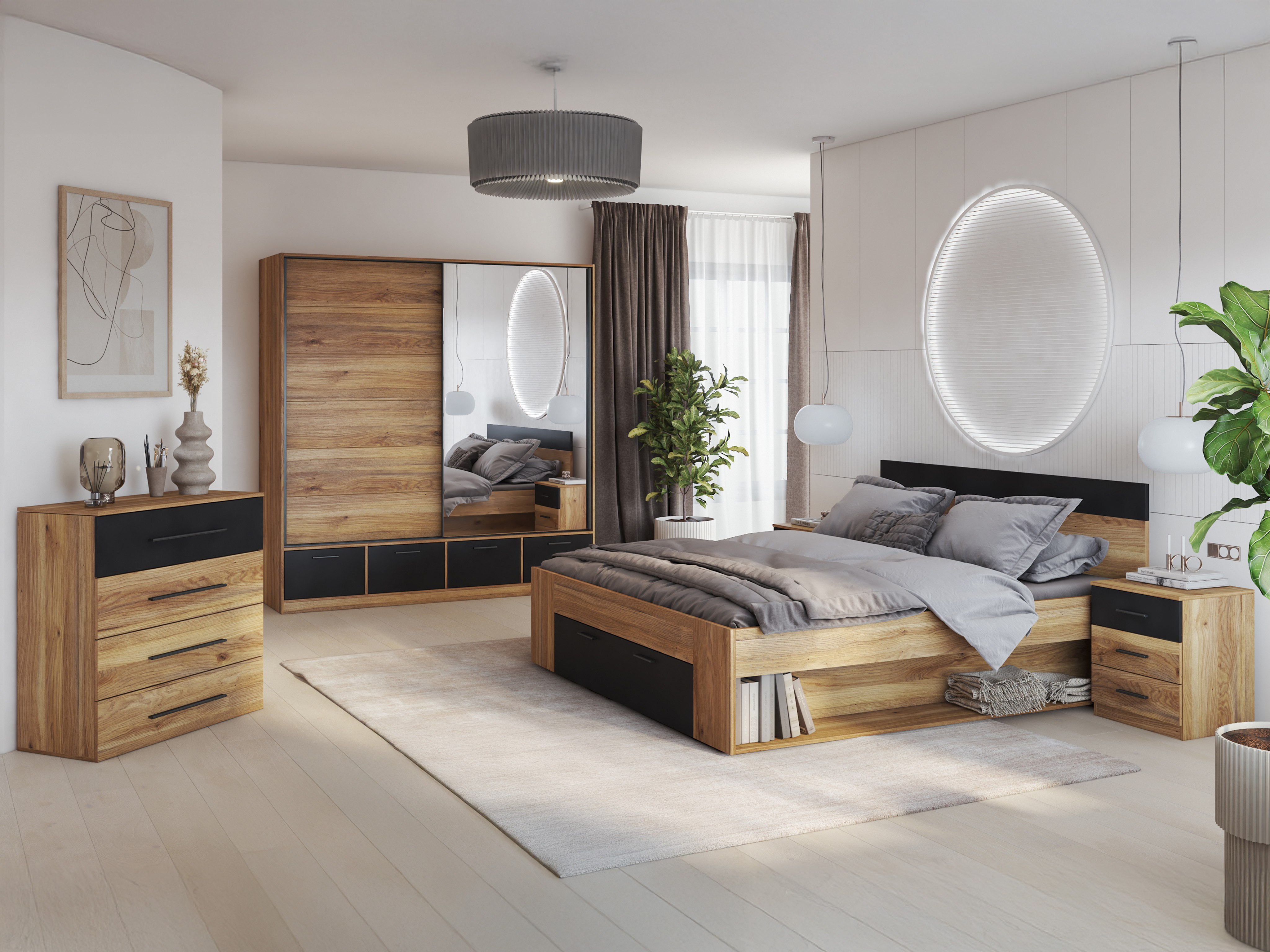 Cama Melvele 108 (Roble + Negro)