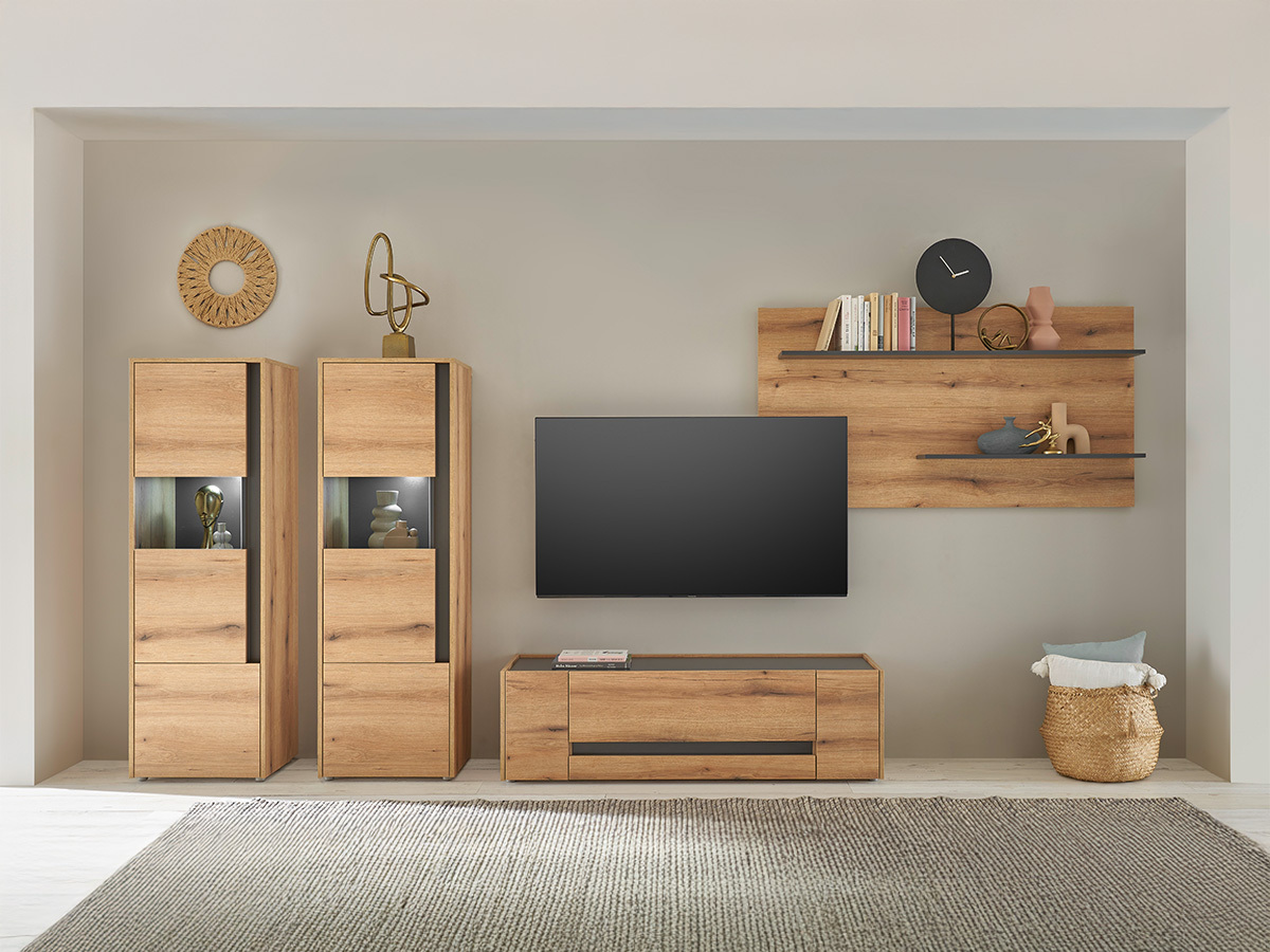 Conjunto de salón Elbsori 128 (Roble + Antracita)