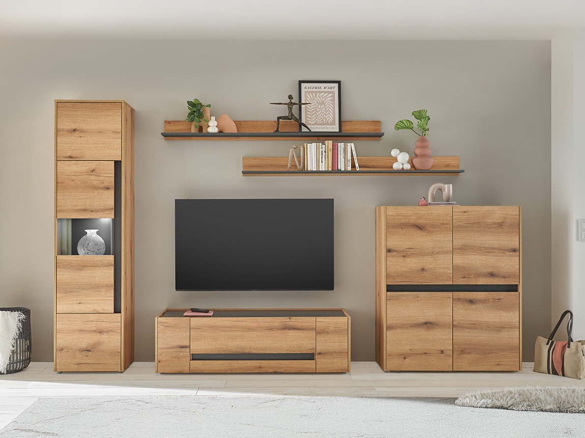 Conjunto de salón Elbsori 131 (Roble + Antracita)