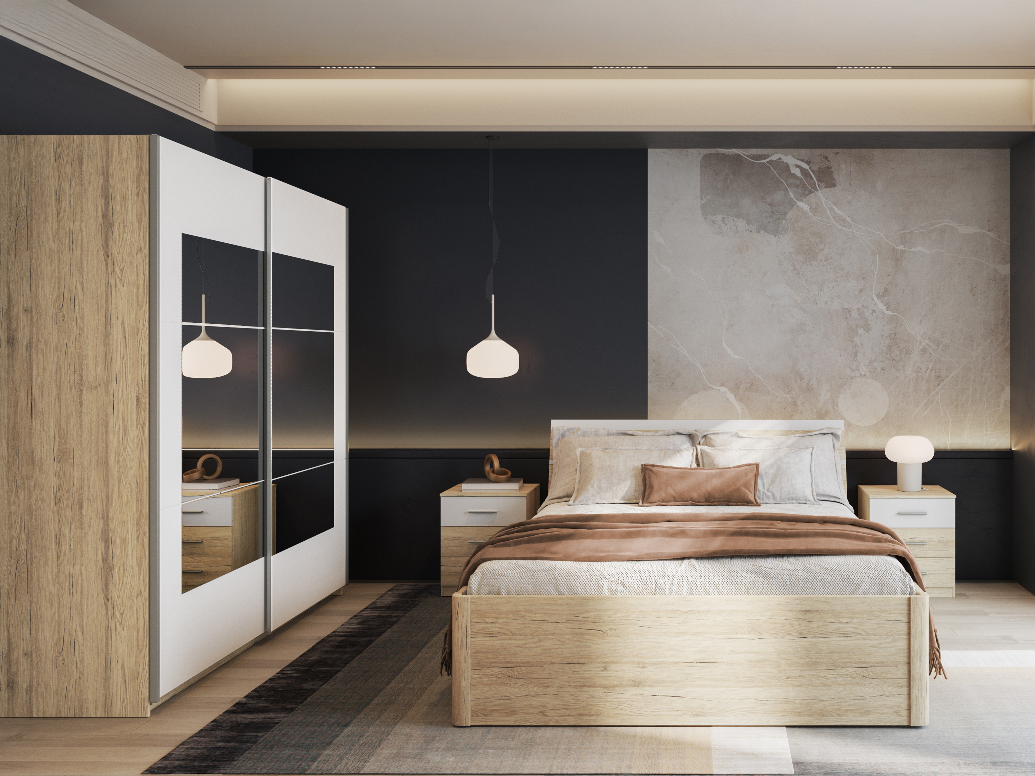 Mesilla de noche Melvele 100 (Roble sanremo + Blanco)