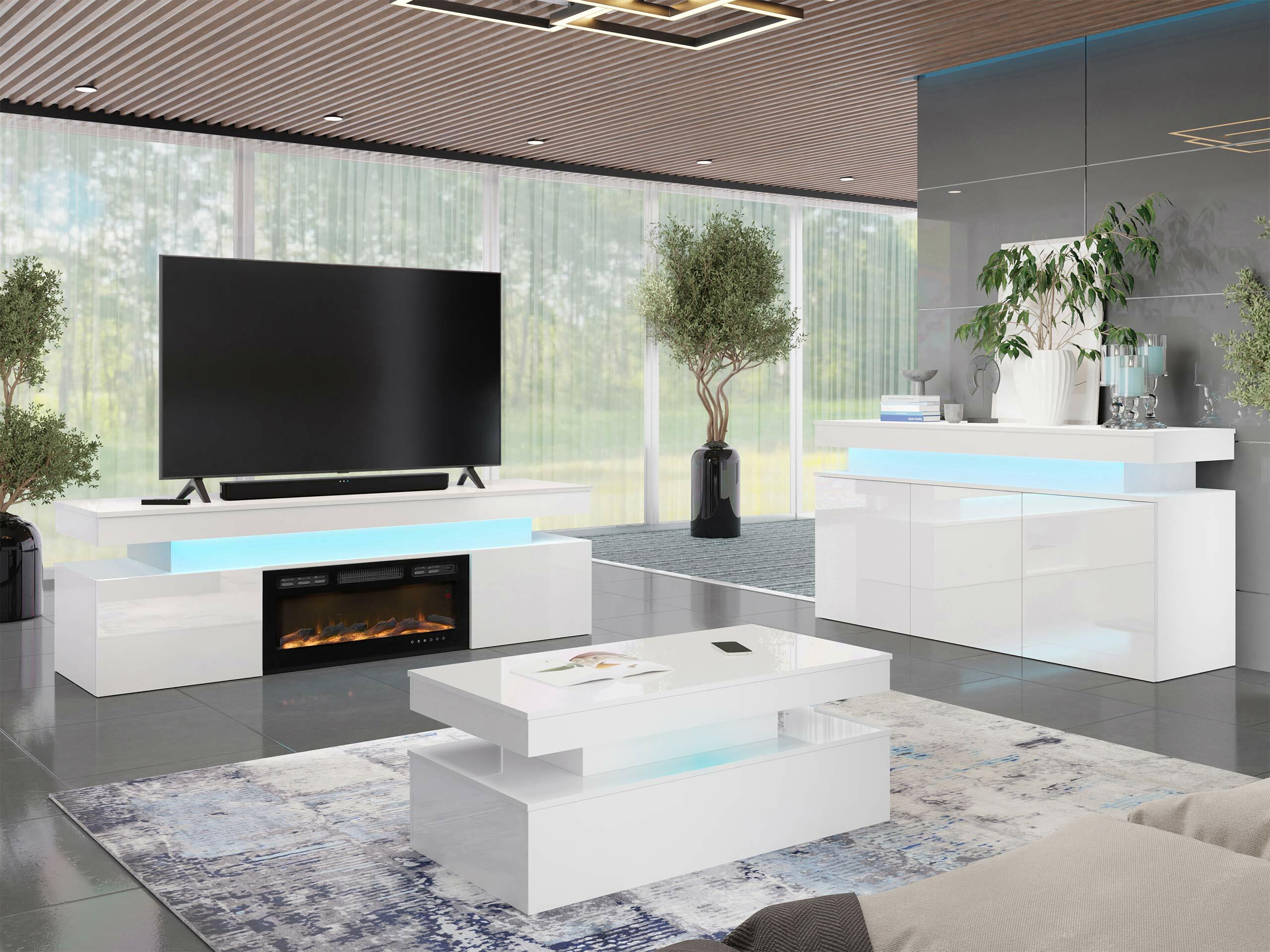 Mueble TV Monfero 104 (Blanco + Blanco brillante)