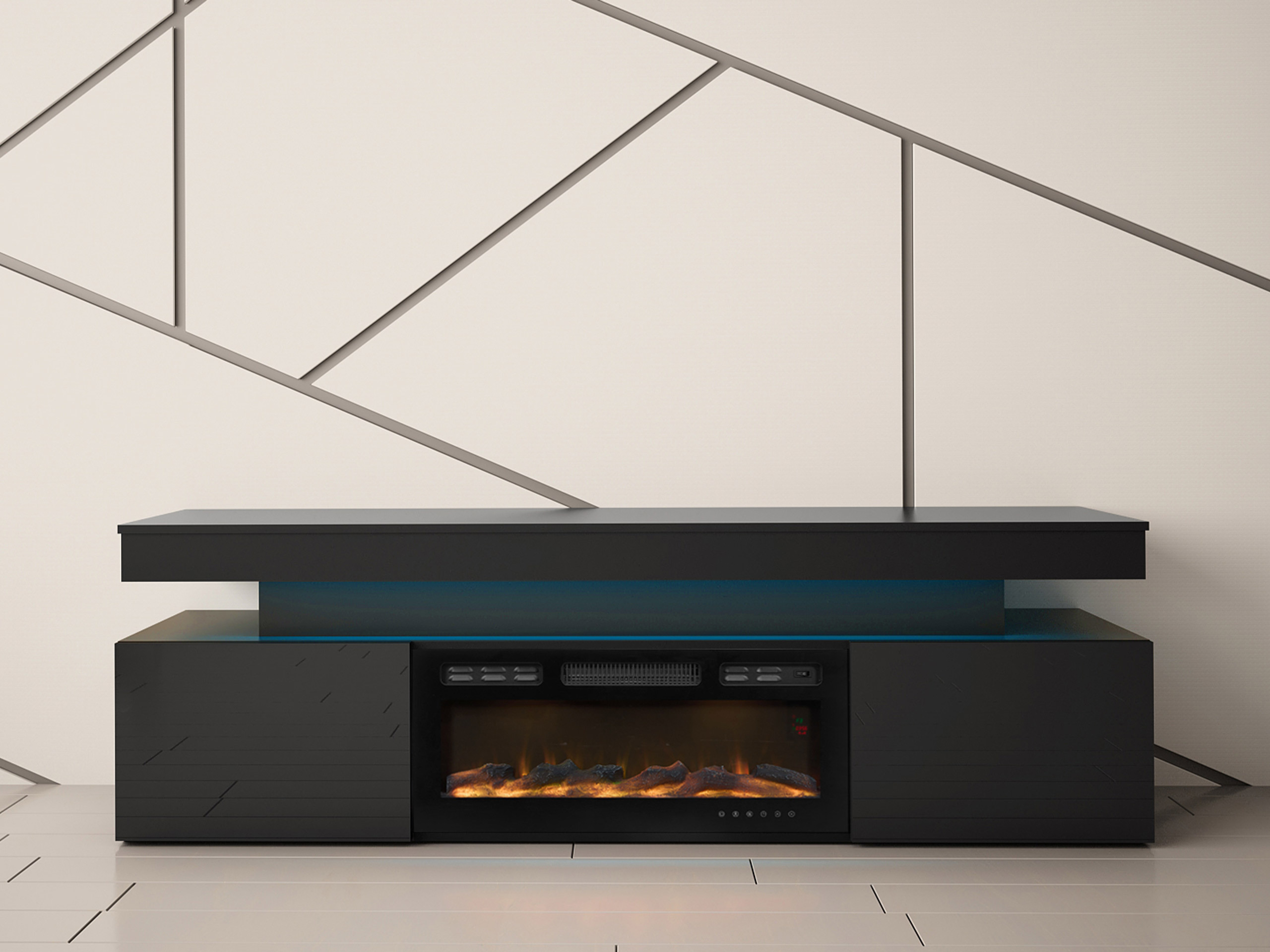 Mueble TV Monfero 104 (Negro + Negro brillante)