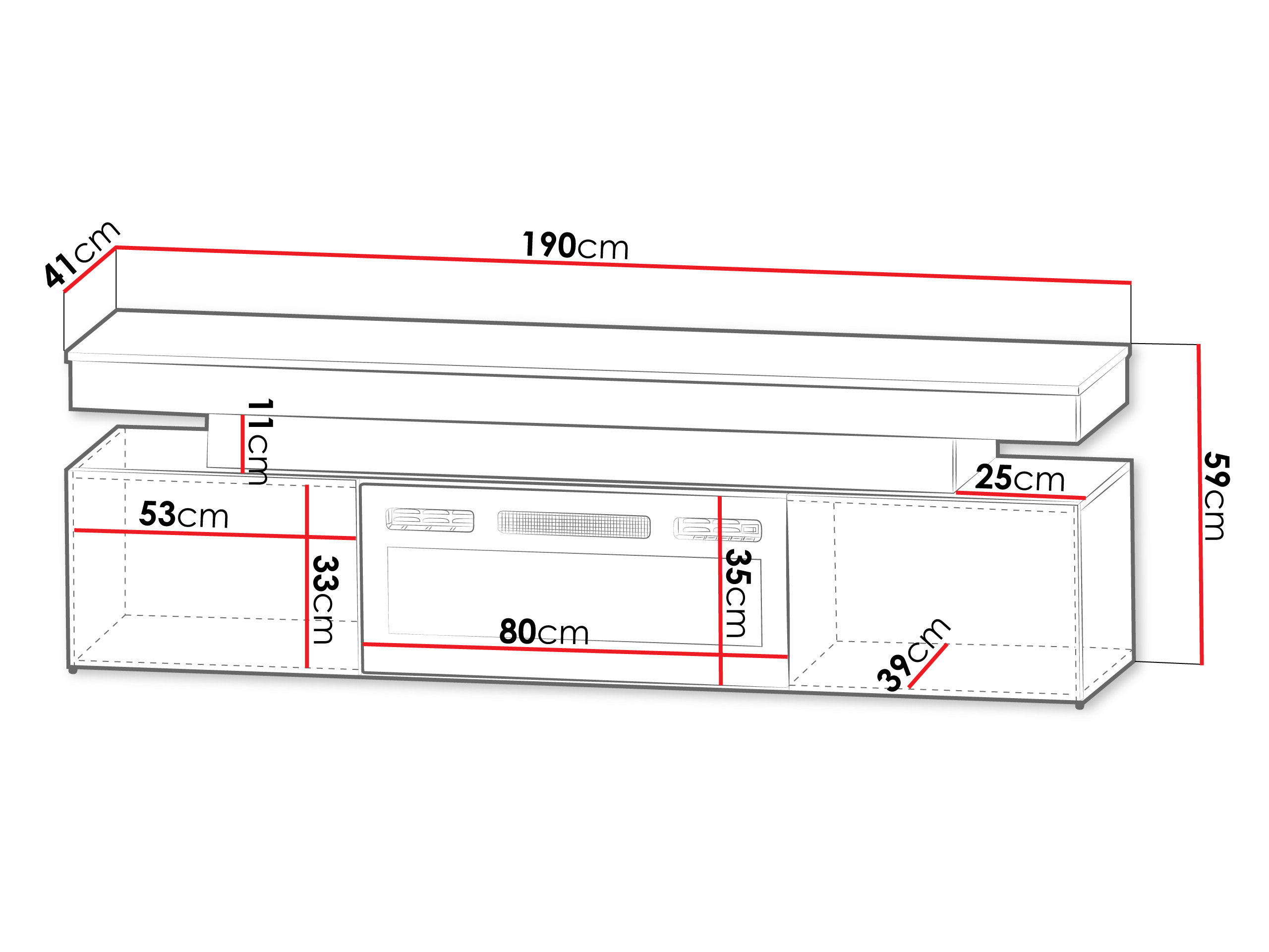Mueble TV Monfero 104 (Negro + Negro brillante)