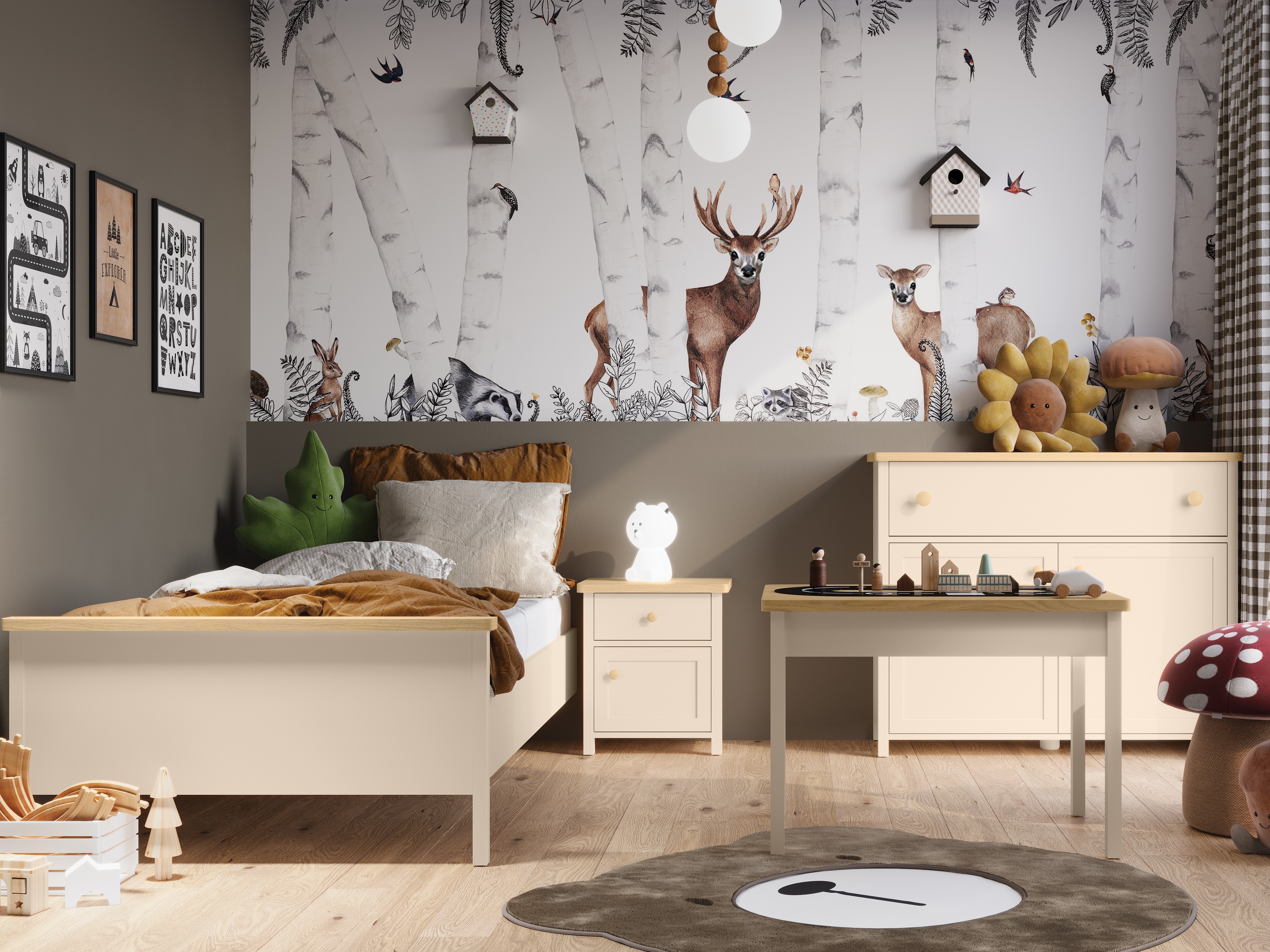 Cama Romelbo 148 (Beige + Roble)
