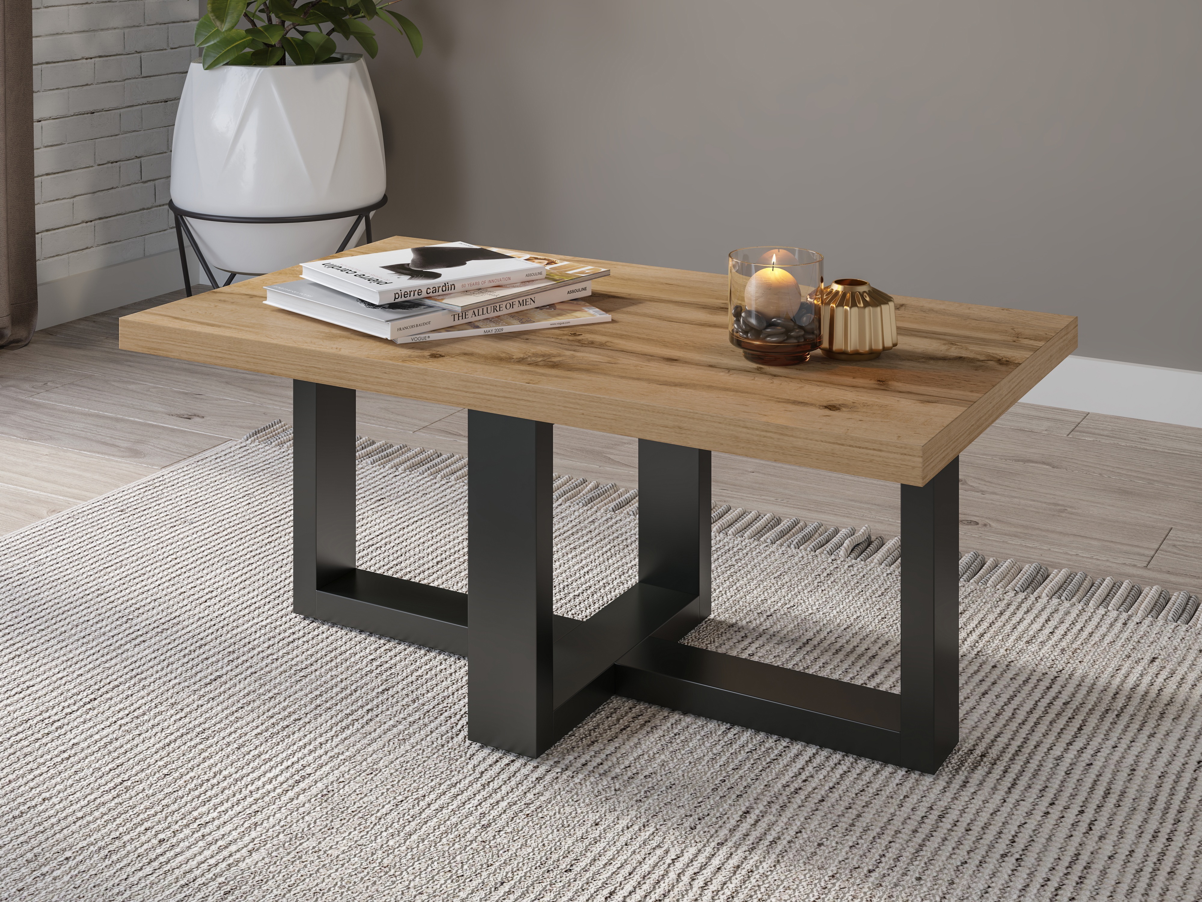 Mesa de centro Austin 317 (Negro + Roble wotan)