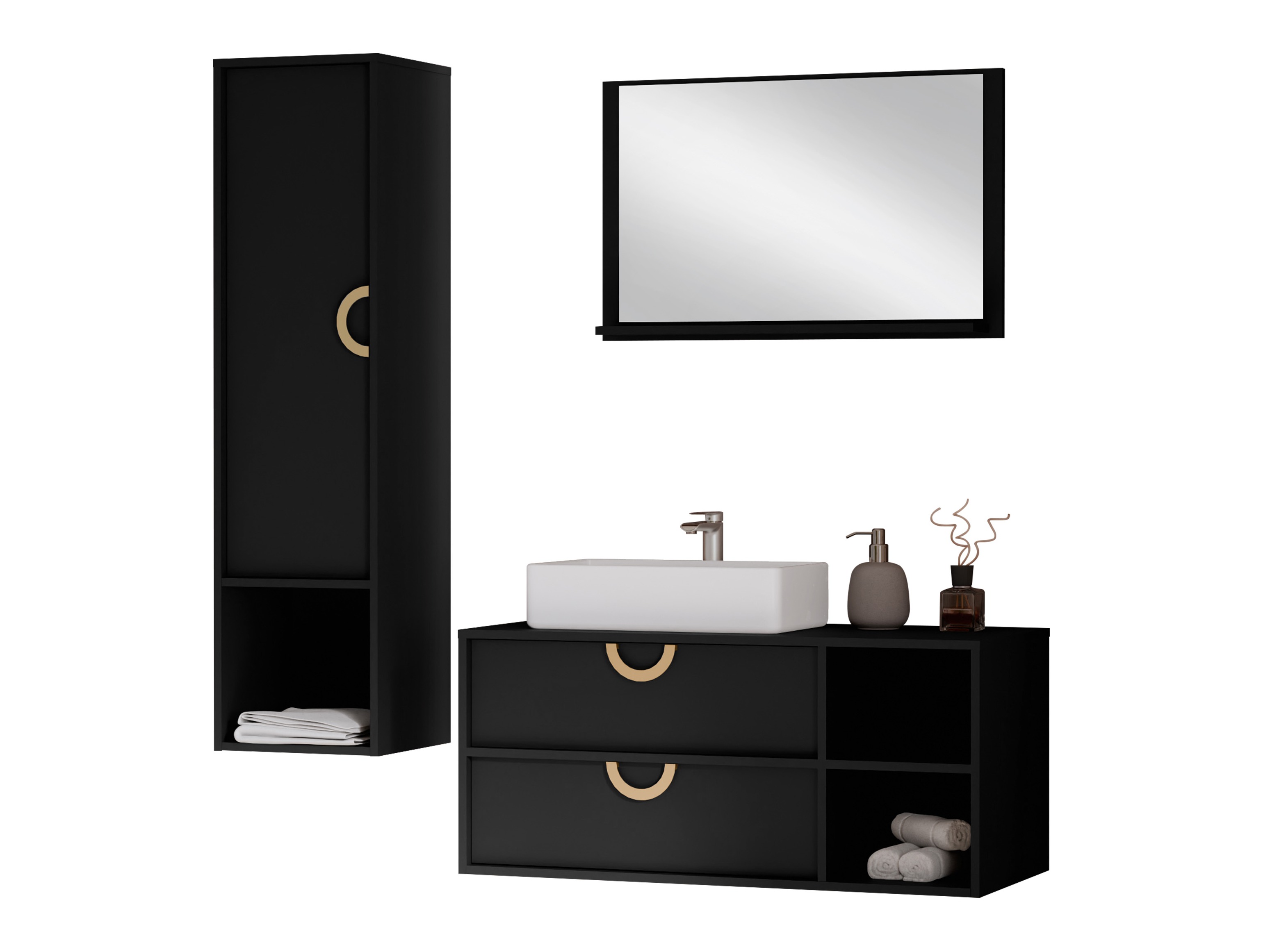 Conjunto de mueble de baño Sodalis (Negro)
