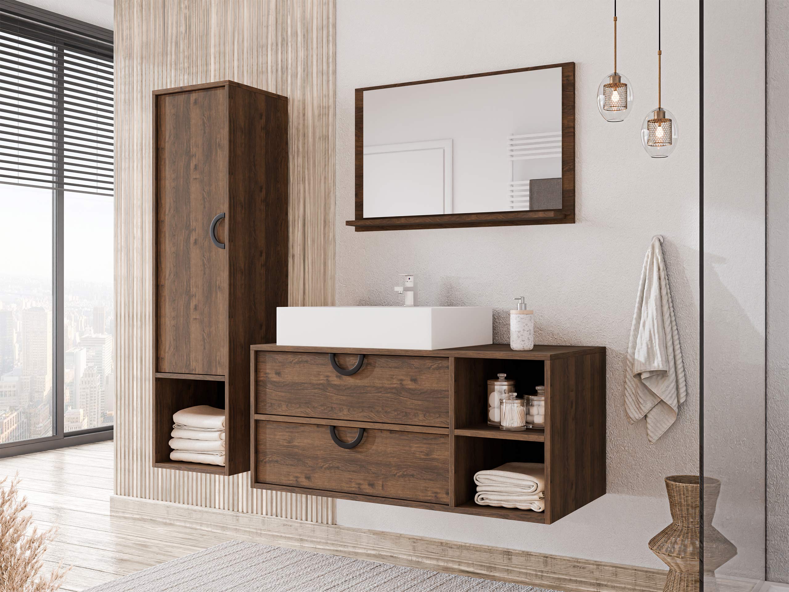 Conjunto de mueble de baño Sodalis (Nogal)