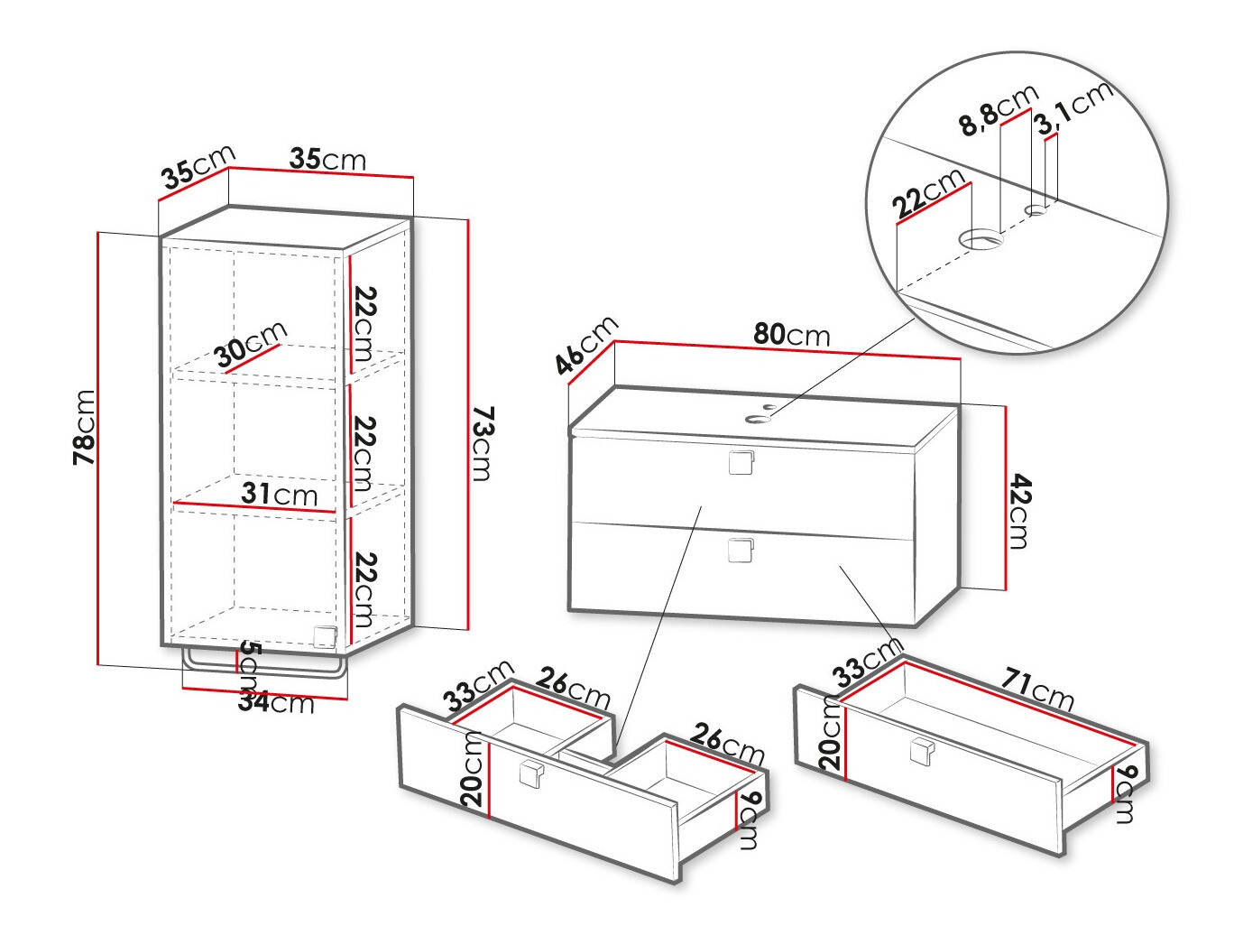 Conjunto de mueble de baño SP6042
