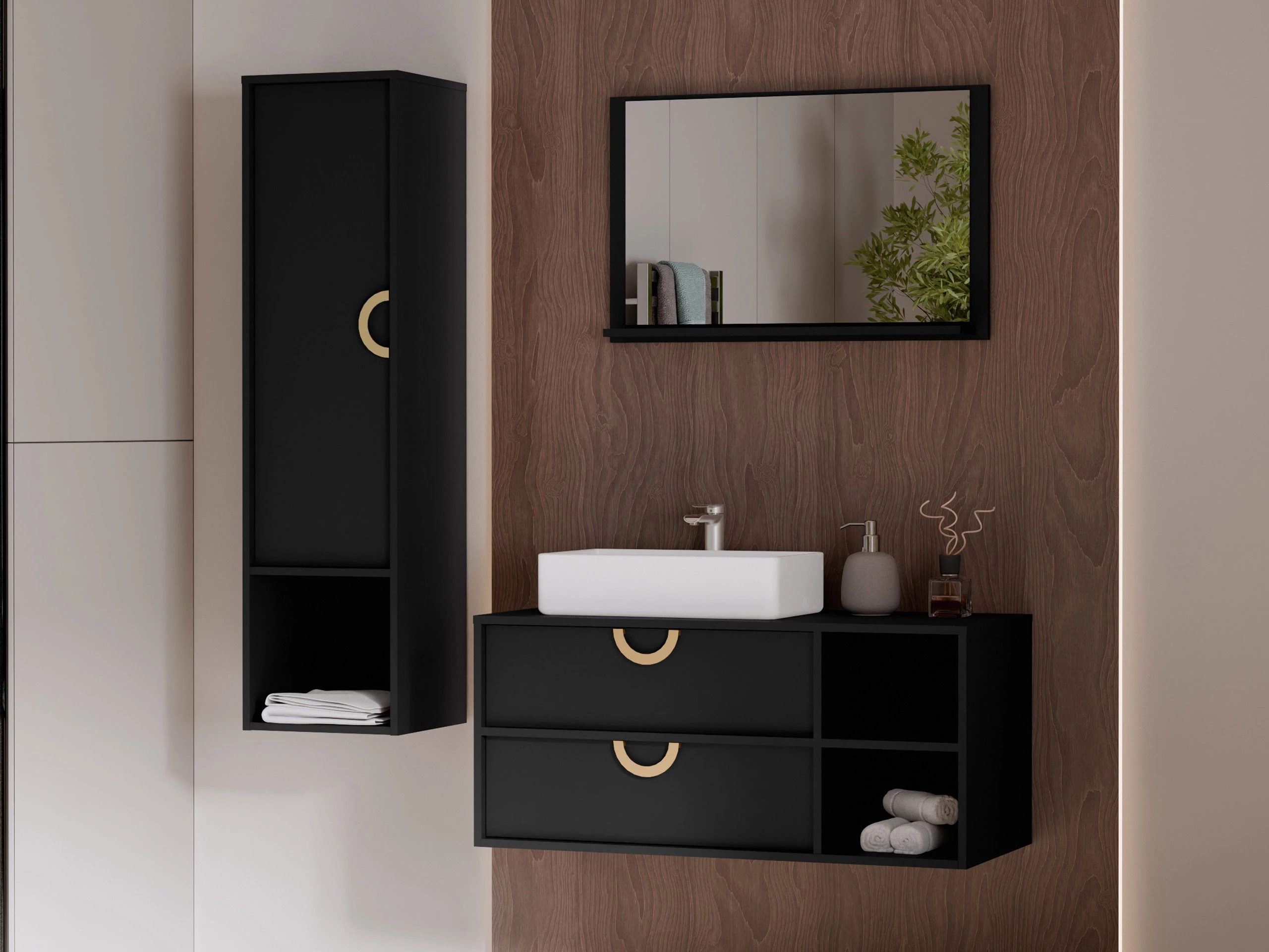 Conjunto de mueble de baño Providence 196 (Negro)