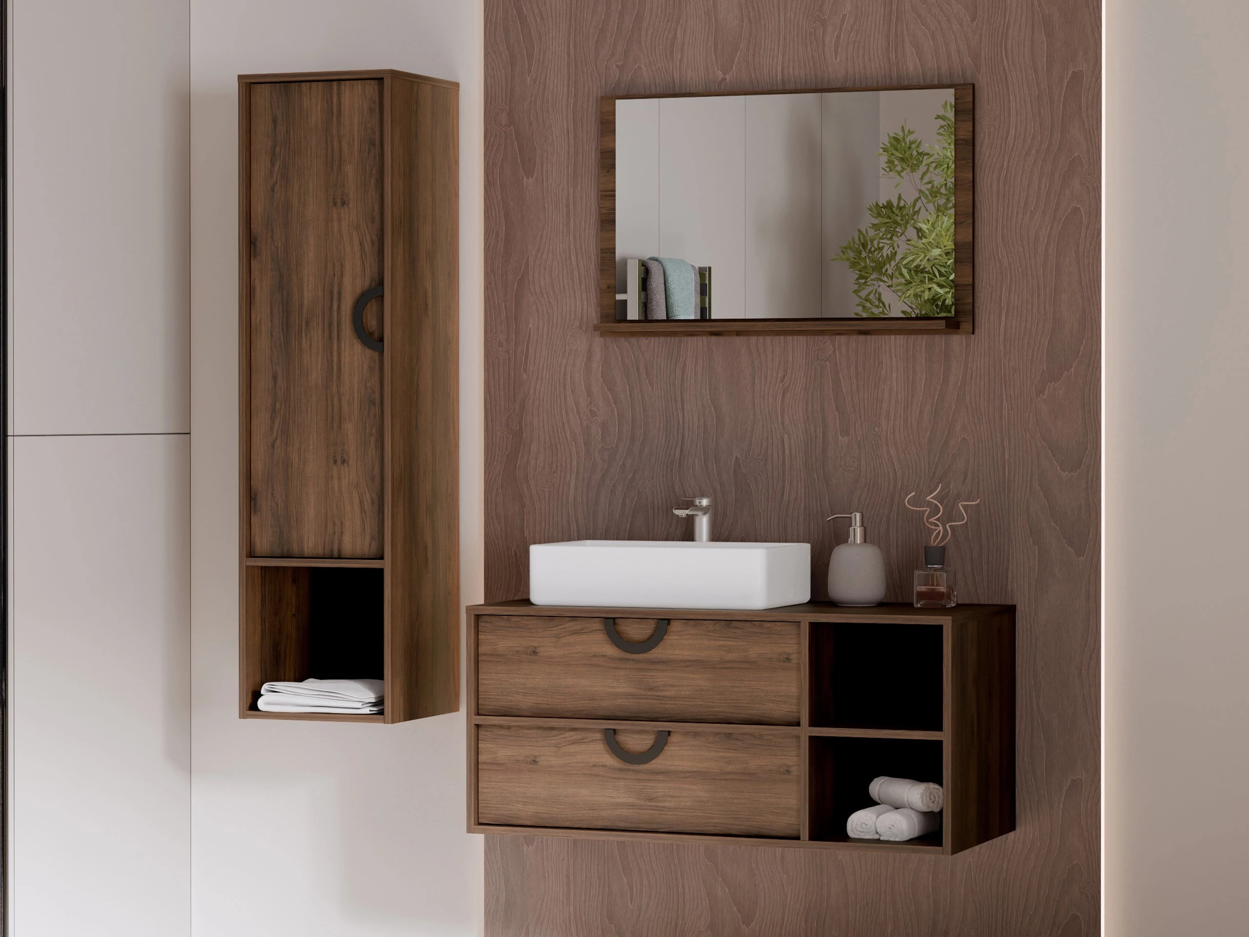 Conjunto de mueble de baño Sodalis (Nogal)