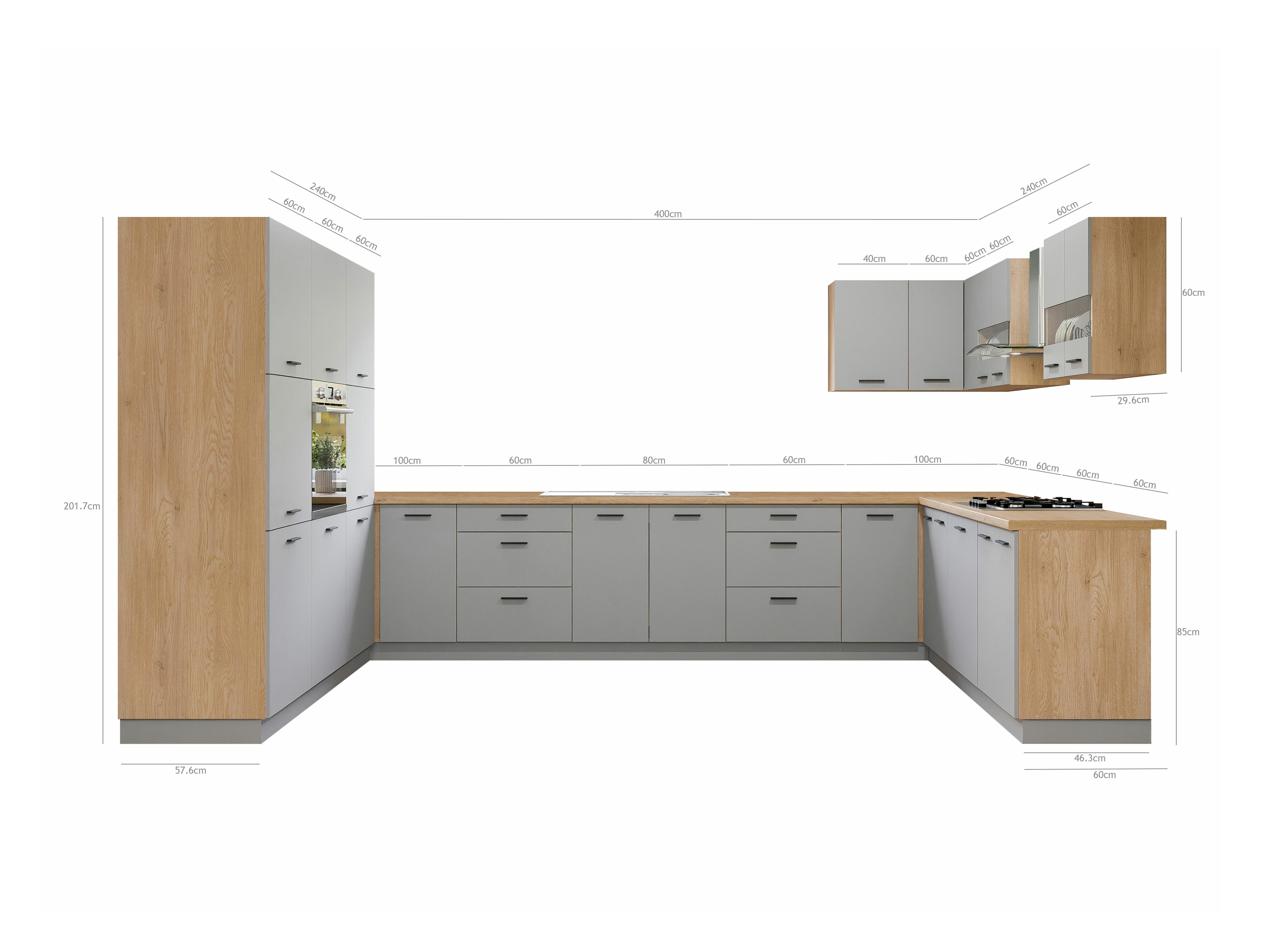 Conjunto de cocina modular Ati Grey 132