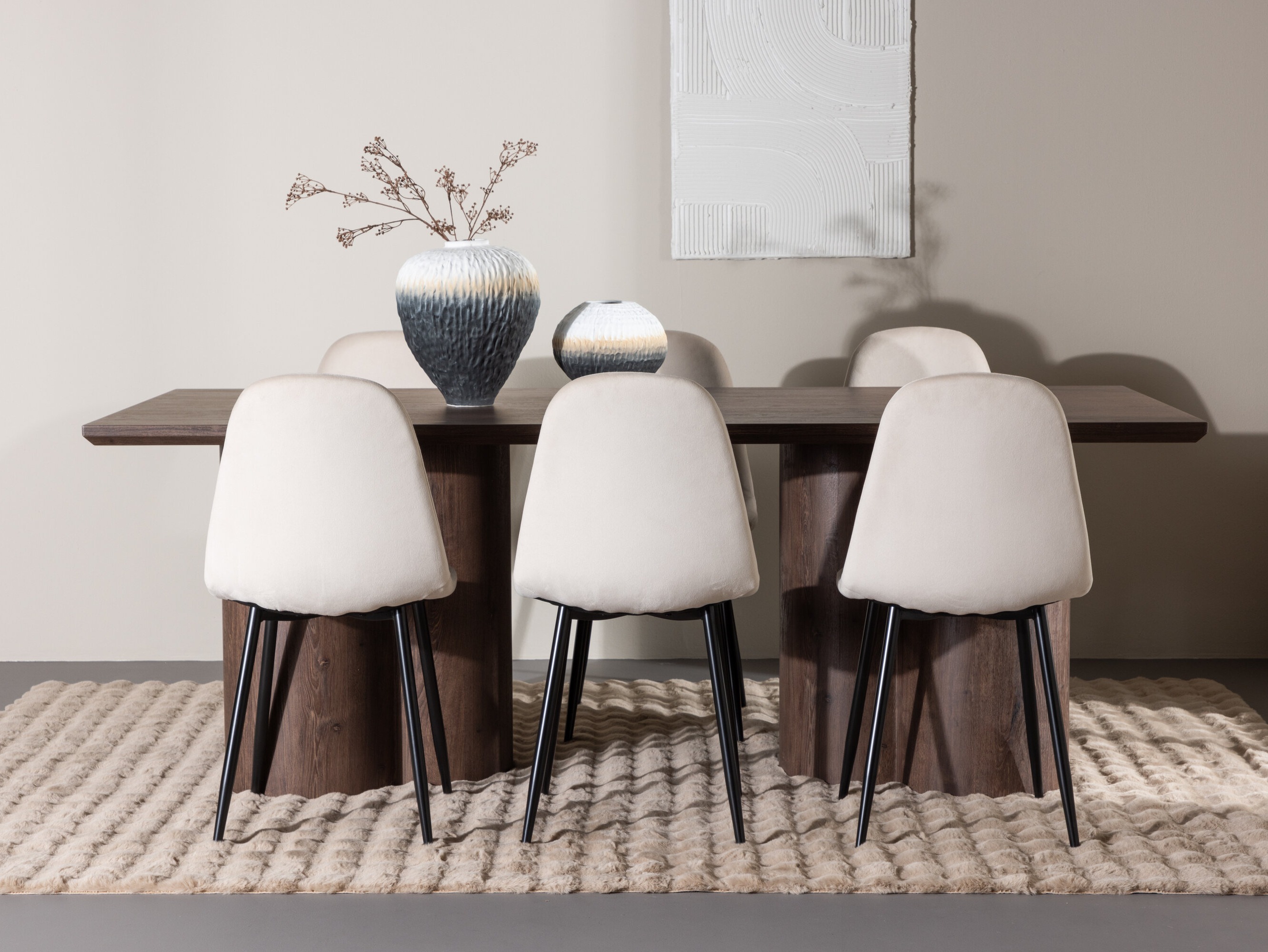 Conjunto de mesas y sillas para comedor Dallas 4959 (Beige + Negro)