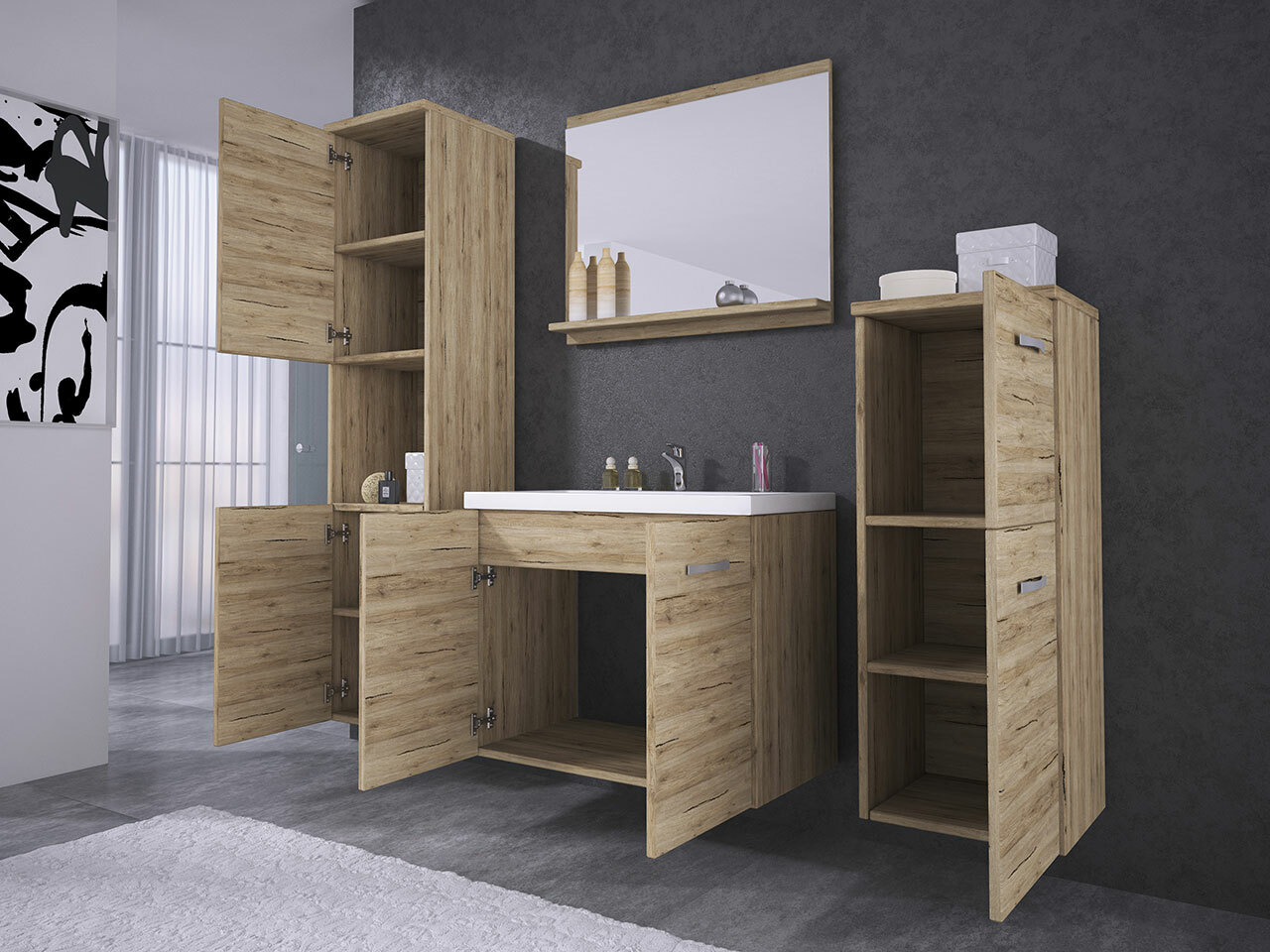 Conjunto de mueble de baño Sarasota 108 (Roble de lefkada)