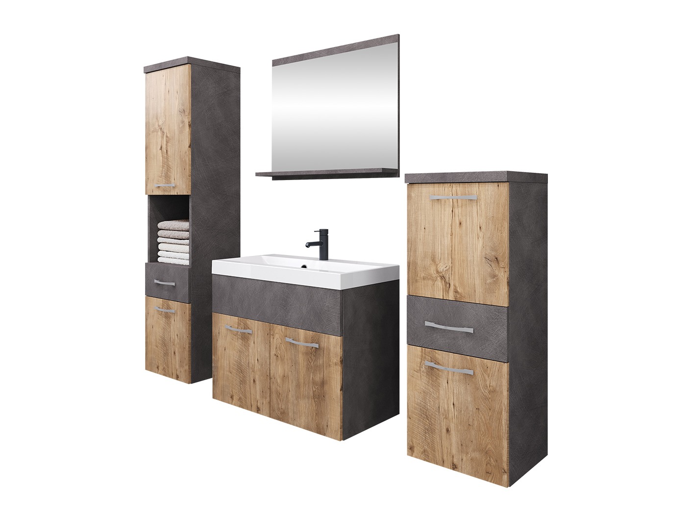 Conjunto de mueble de baño Sarasota 109 (Madera gris + Castaña)