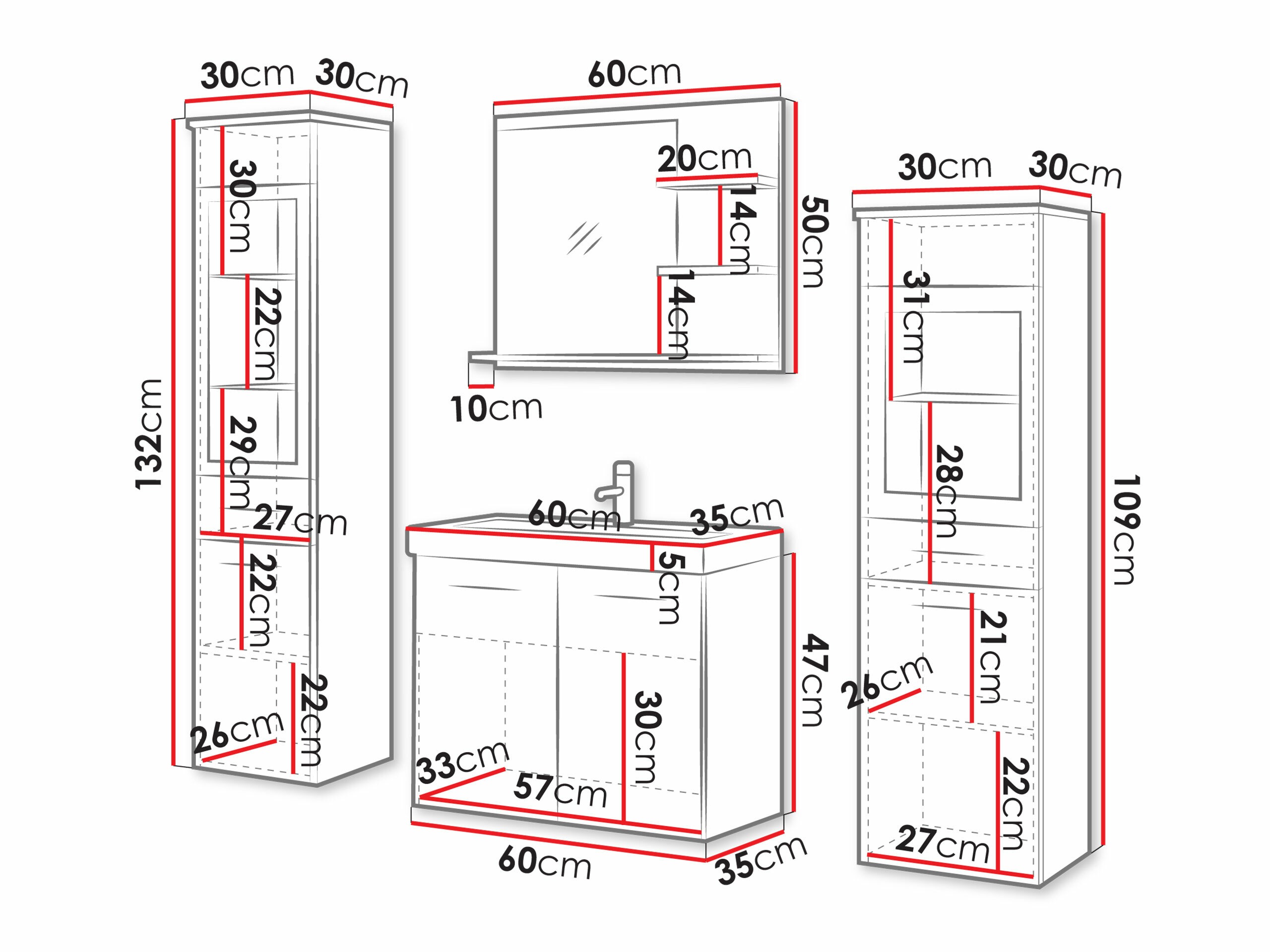 Conjunto de mueble de baño Sarasota 141 (Castaña)