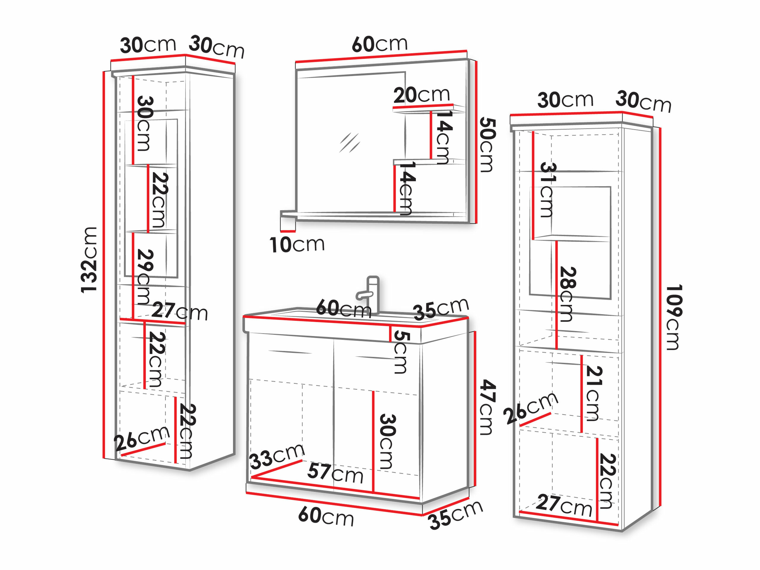 Conjunto de mueble de baño Sarasota 141 (Madera gris)