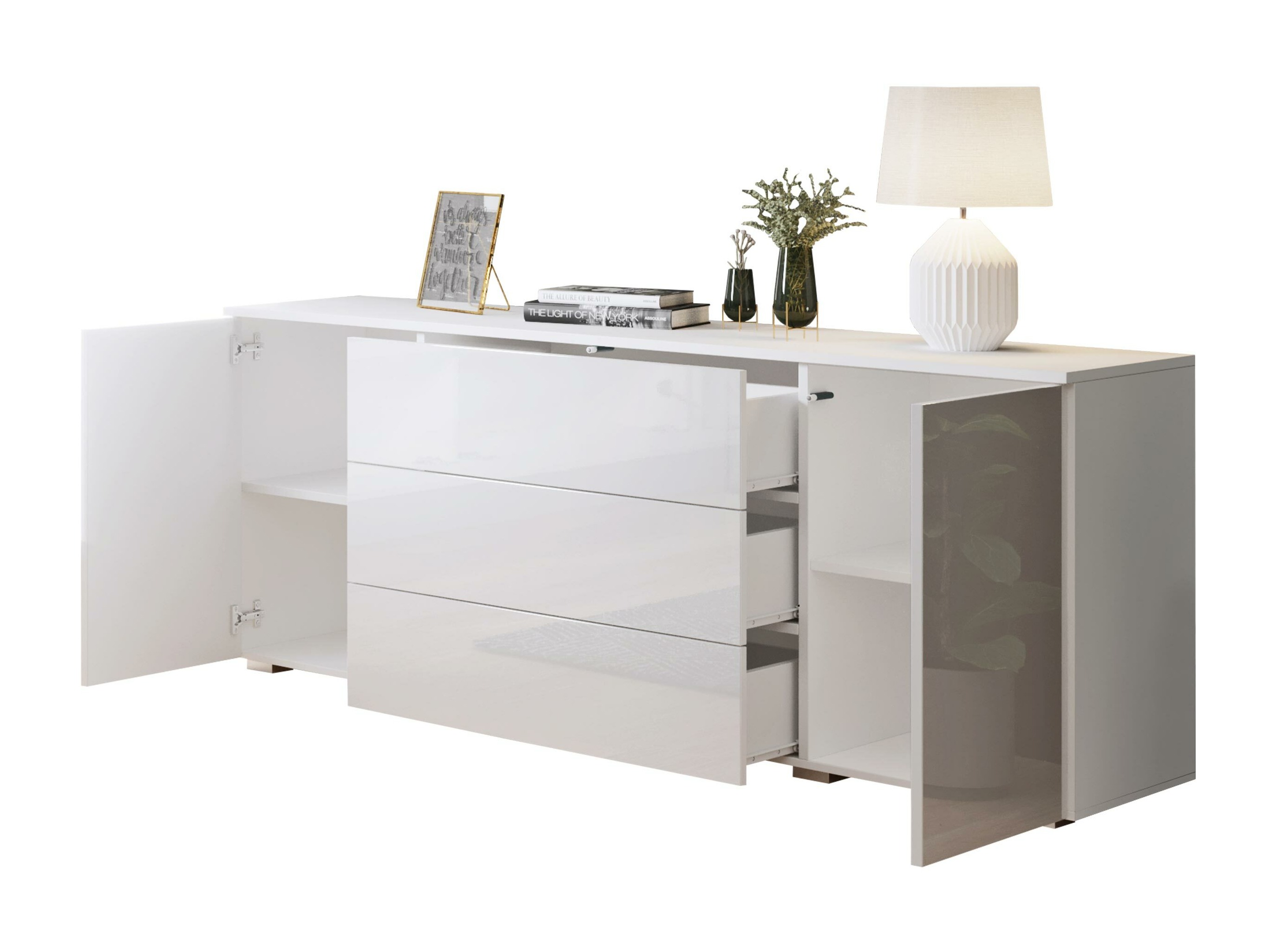 Cómoda Sarasota 129 (Blanco + Gris brillante)