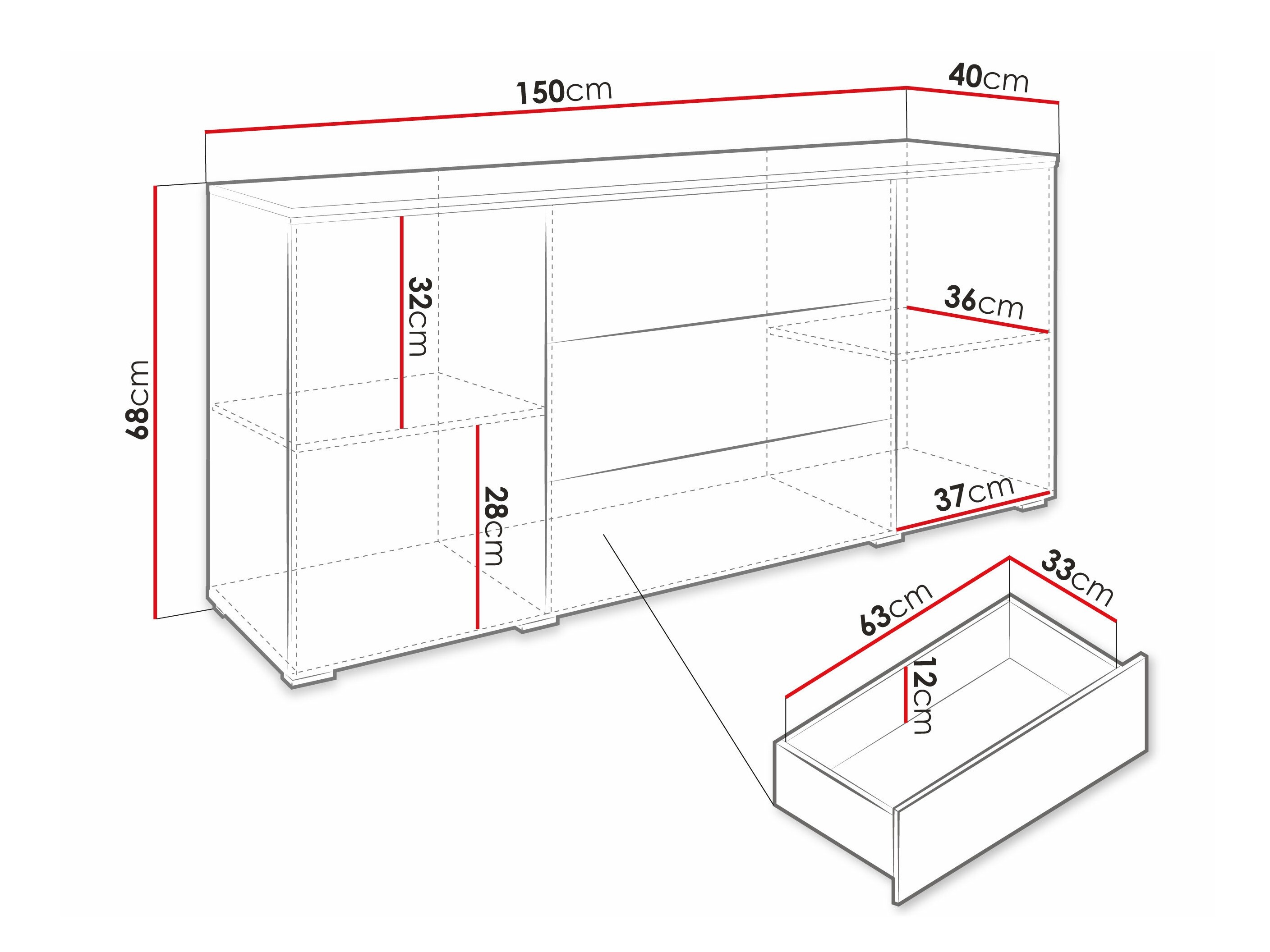 Cómoda Sarasota 142 (Madera gris + Castaña)