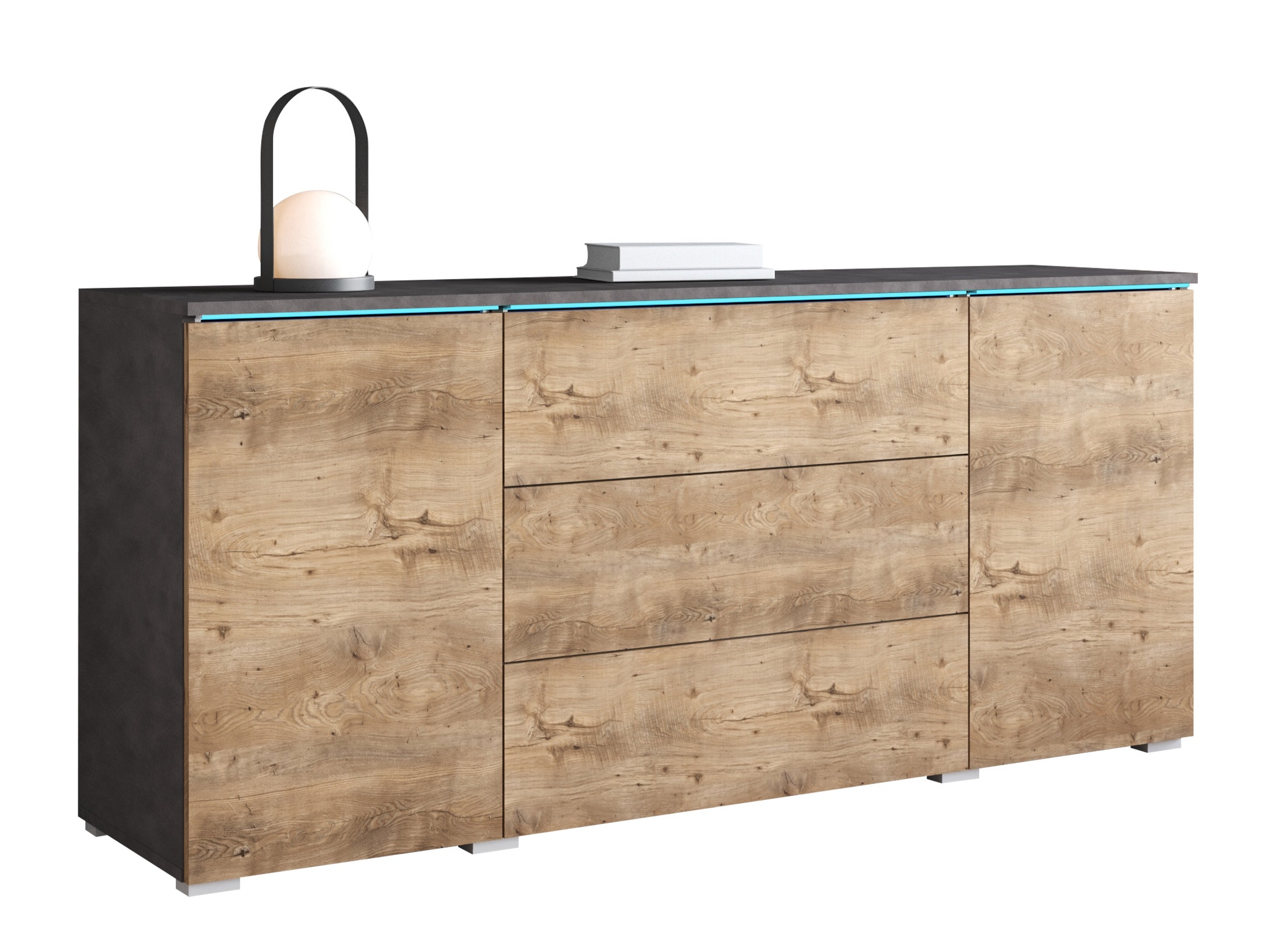 Cómoda Sarasota 142 (Madera gris + Castaña)