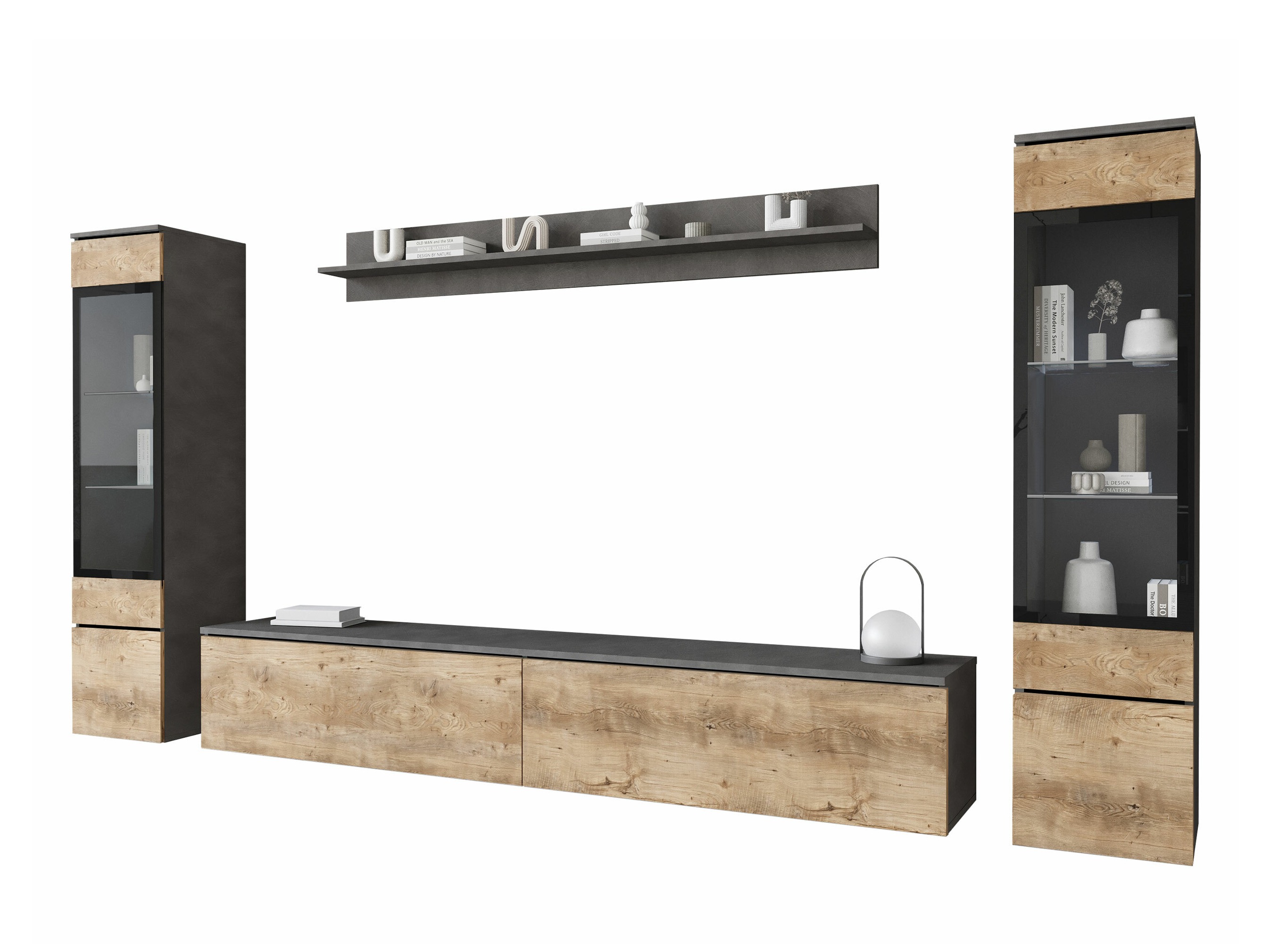 Conjunto de salón Mirfivo 101 (Madera gris + Castaña)