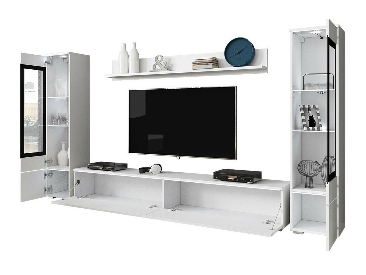 Conjunto de salón Mirfivo 101 (Roble wotan + Blanco brillante)