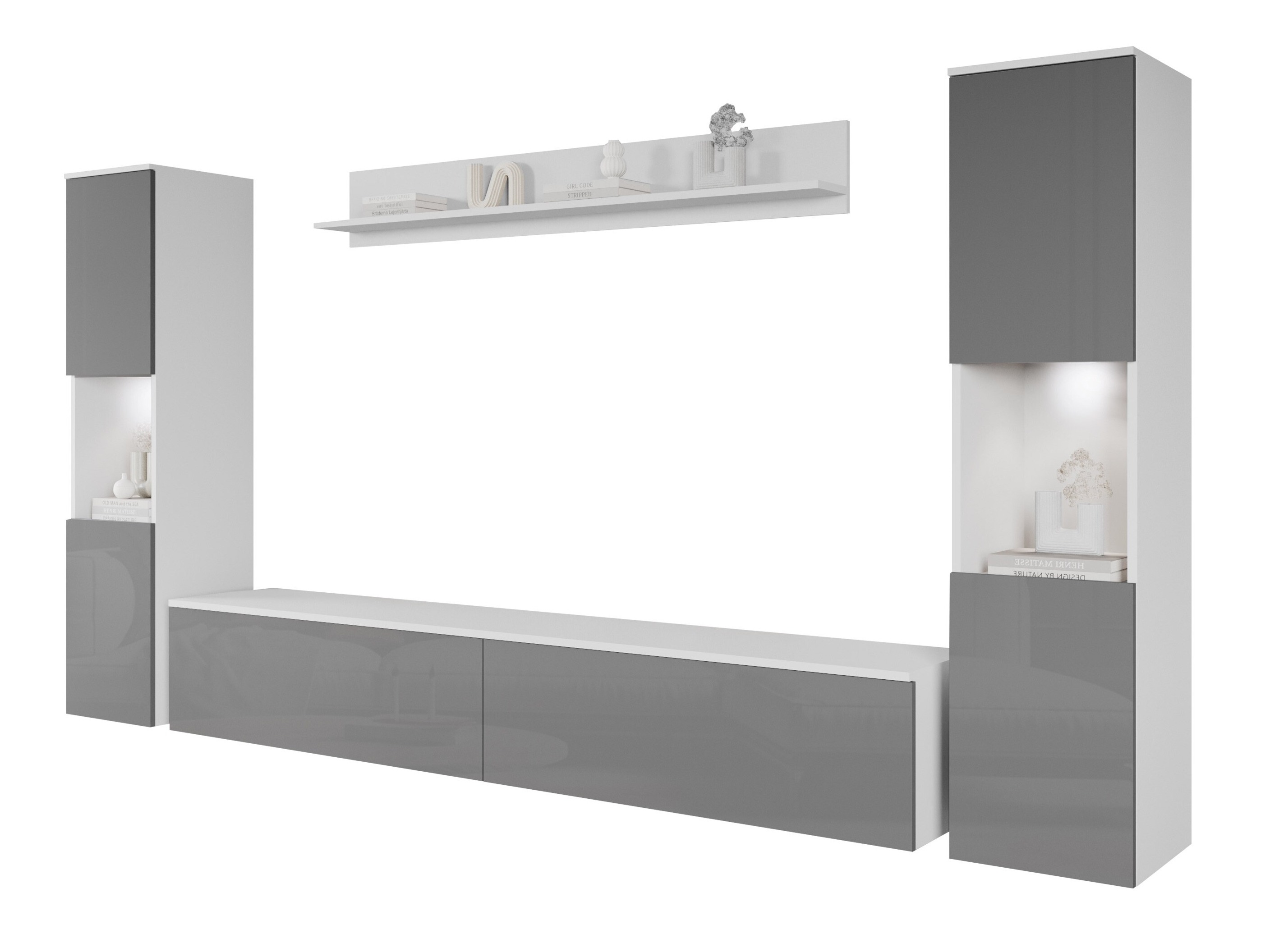 Conjunto de salón Sarasota 131 (Blanco + Gris brillante)