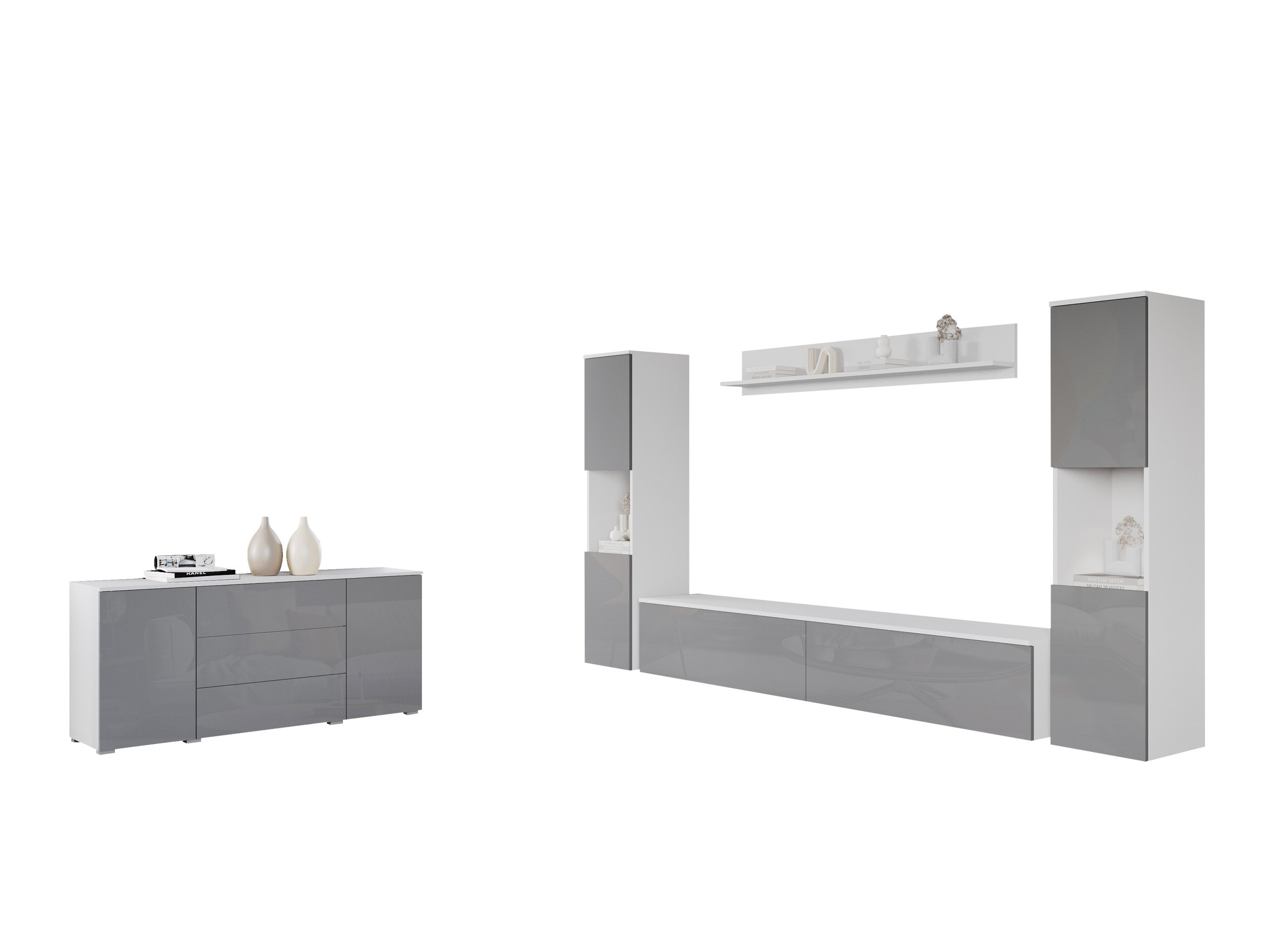 Conjunto de salón Sarasota 133 (Blanco + Blanco brillante)